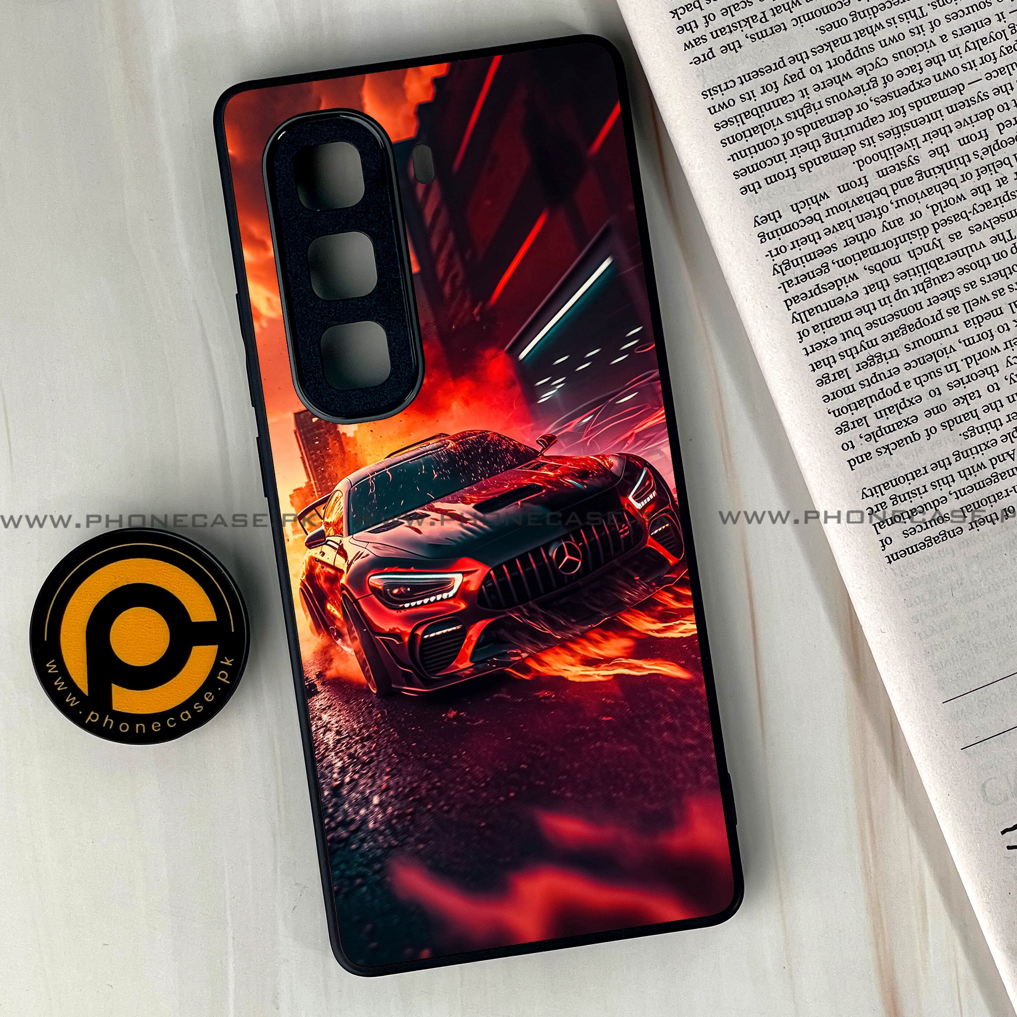 Infinix Hot 50 Pro Plus - Racing Series - Premium Printed Glass soft Bumper shock Proof Case