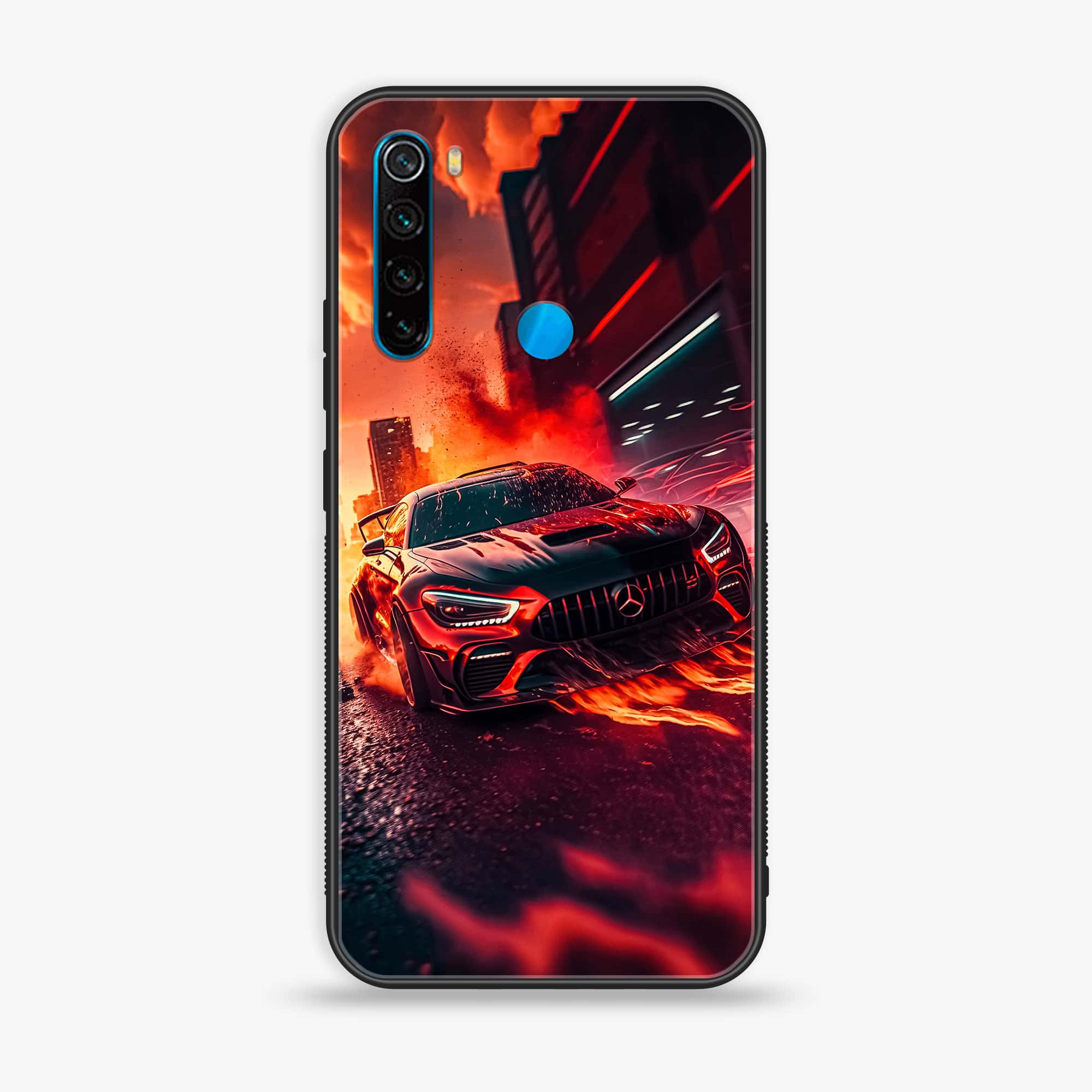 Redmi Note 8 - Racing Series - Premium Printed Glass soft Bumper shock Proof Case