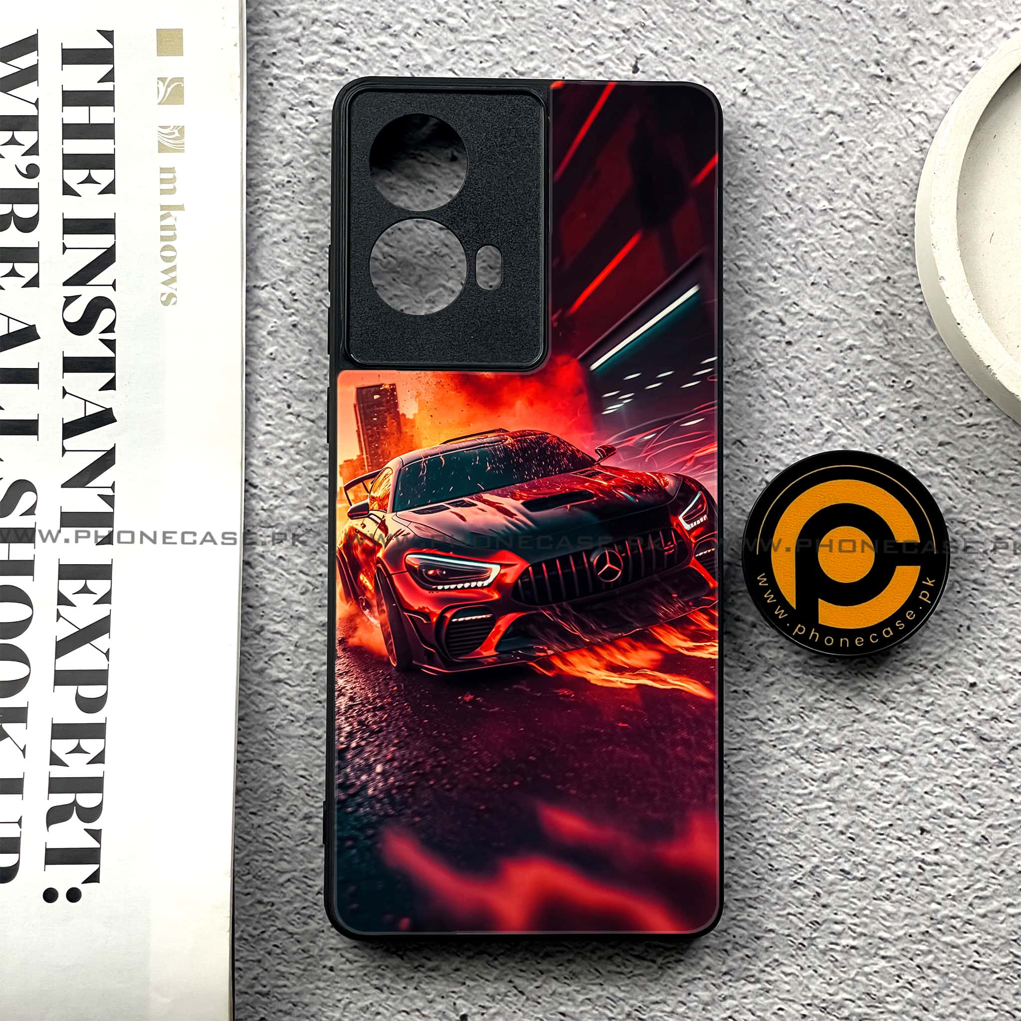 Moto G85 - Racing Series - Premium Printed Glass soft Bumper shock Proof Case
