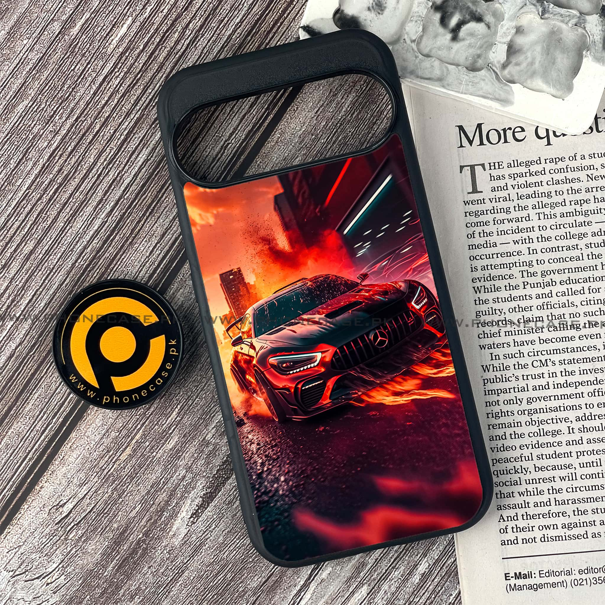 Google Pixel 9 - Racing Series  - Premium Printed Glass soft Bumper shock Proof Case