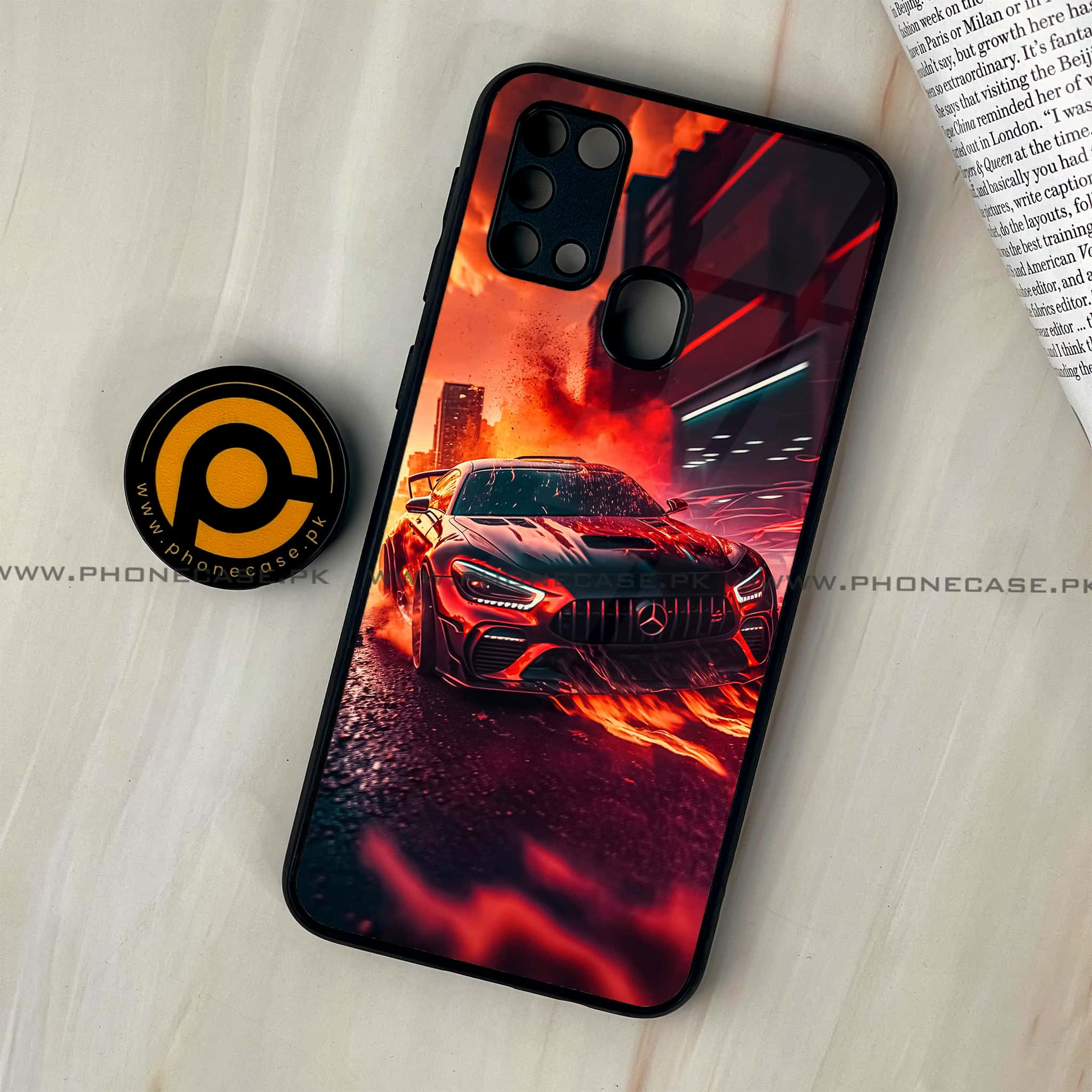 Galaxy M31 - Racing Series - Premium Printed Glass soft Bumper shock Proof Case