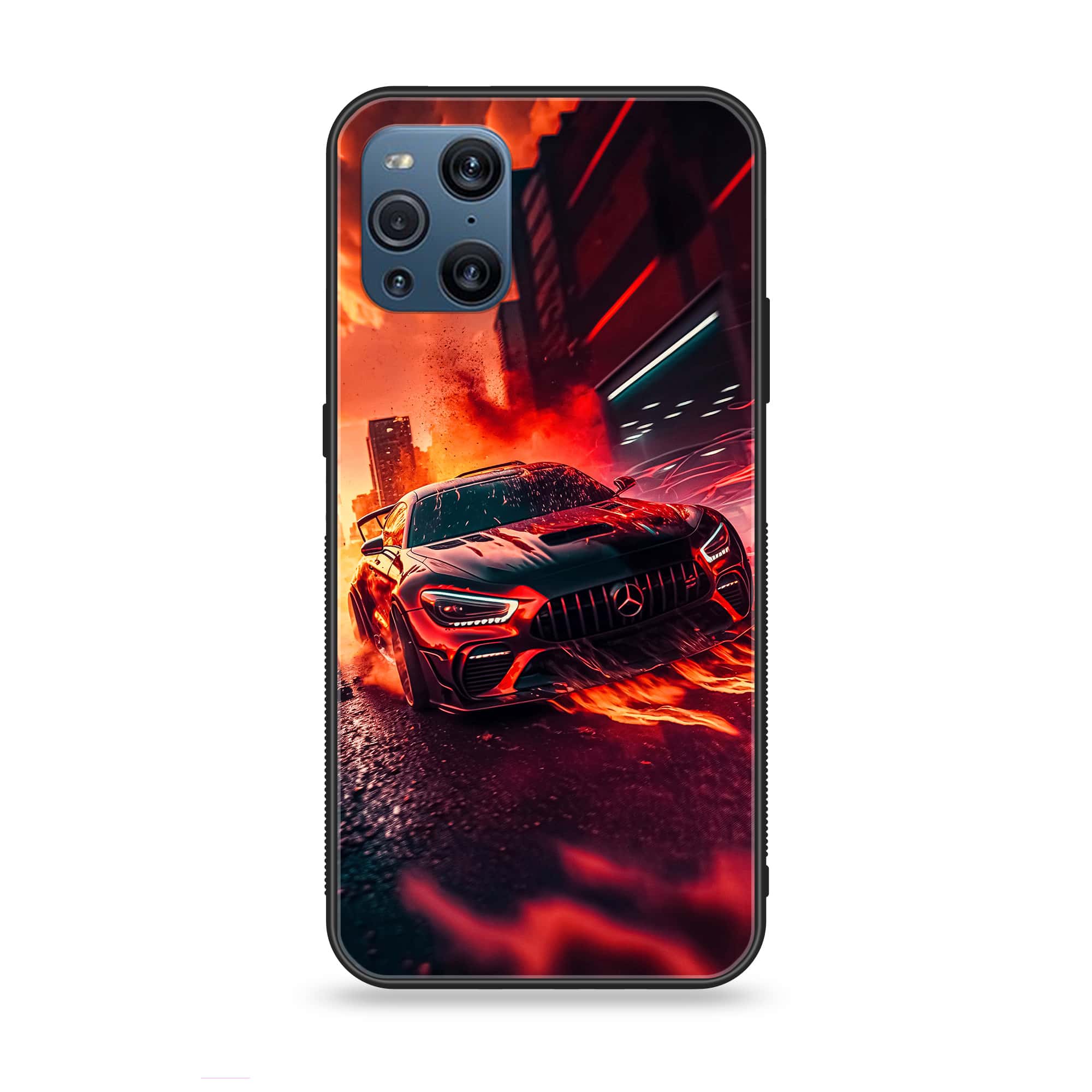 Oppo Find X3 - Racing Series - Premium Printed Glass soft Bumper shock Proof Case