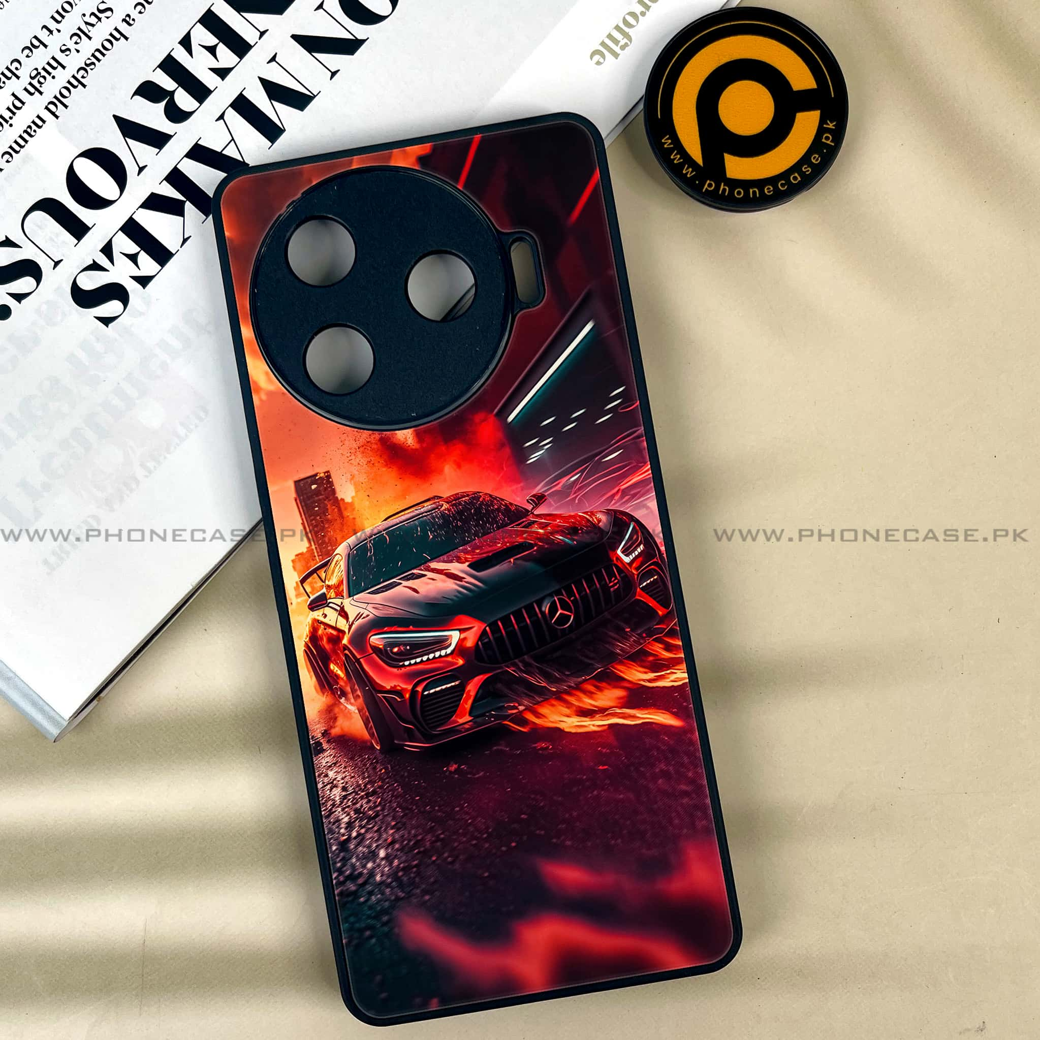 Tecno Camon 30 Pro - Racing Series - Premium Printed Glass soft Bumper shock Proof Case