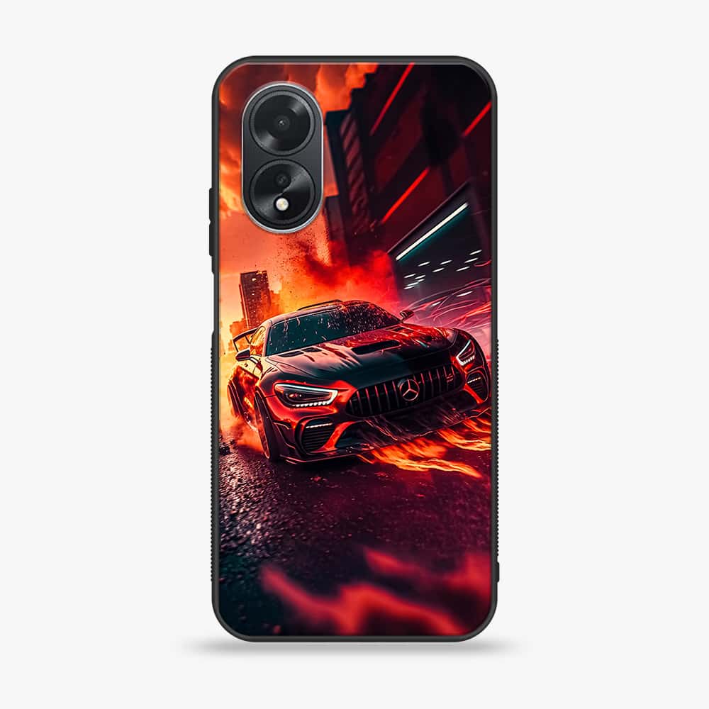 Oppo A18 4G - Racing Series - Premium Printed Glass soft Bumper shock Proof Case