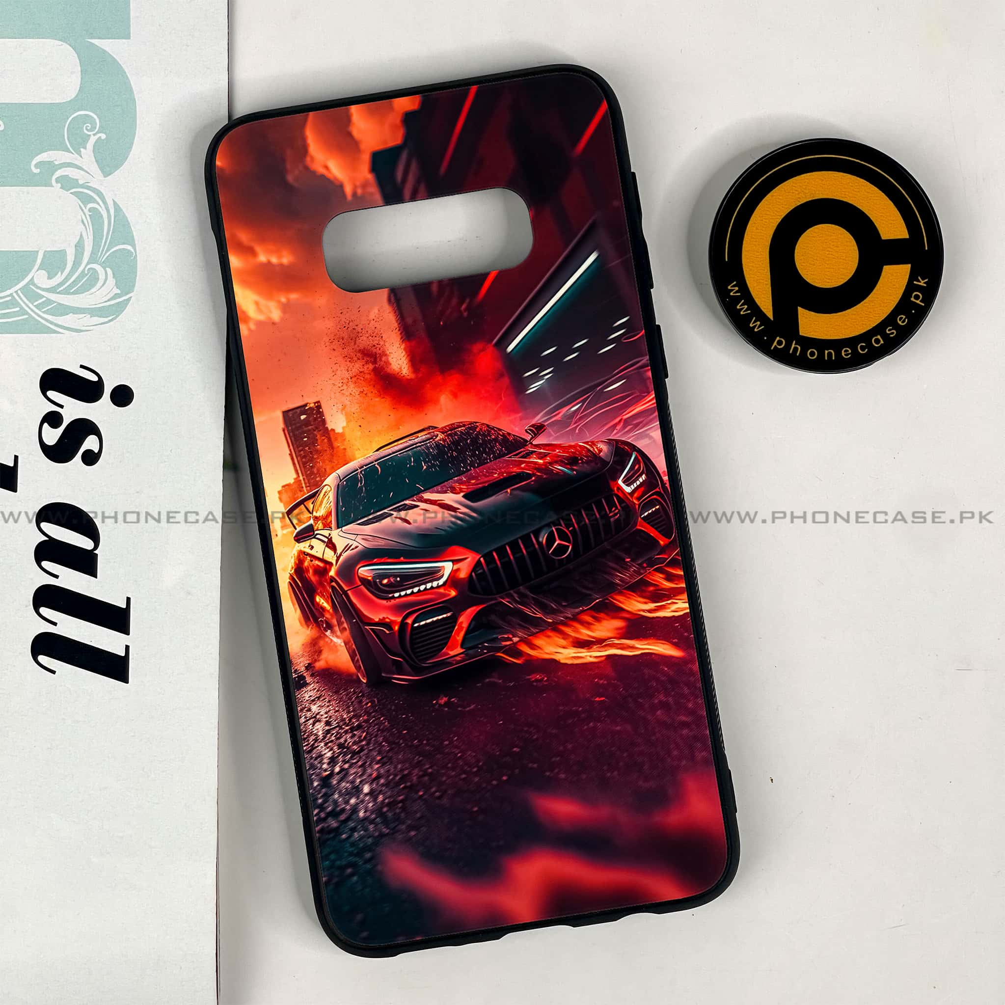 Galaxy S10e - Racing Series - Premium Printed Glass soft Bumper shock Proof Case