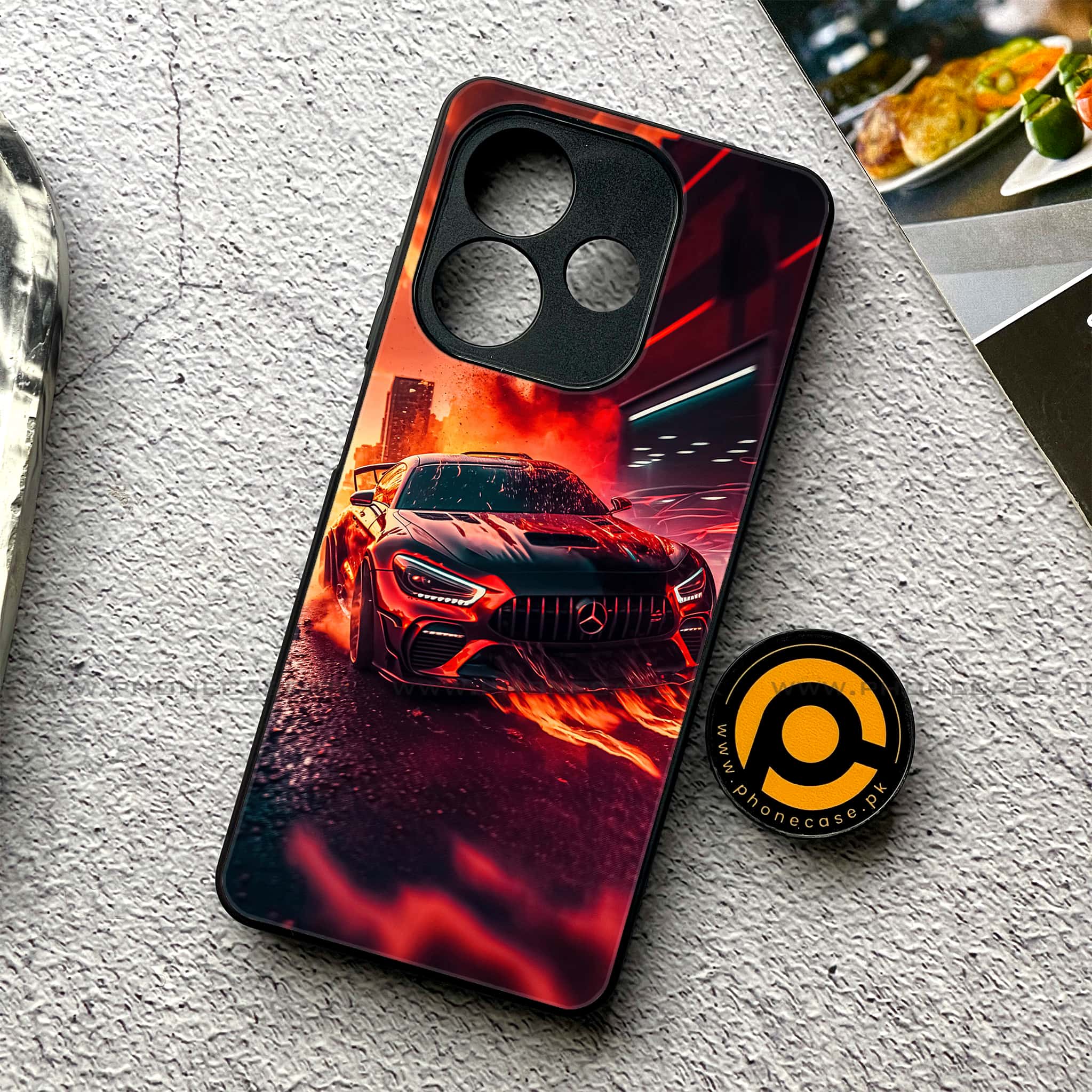 Oppo A5 Pro - Racing Series - Premium Metal Printed soft Bumper shock Proof Case