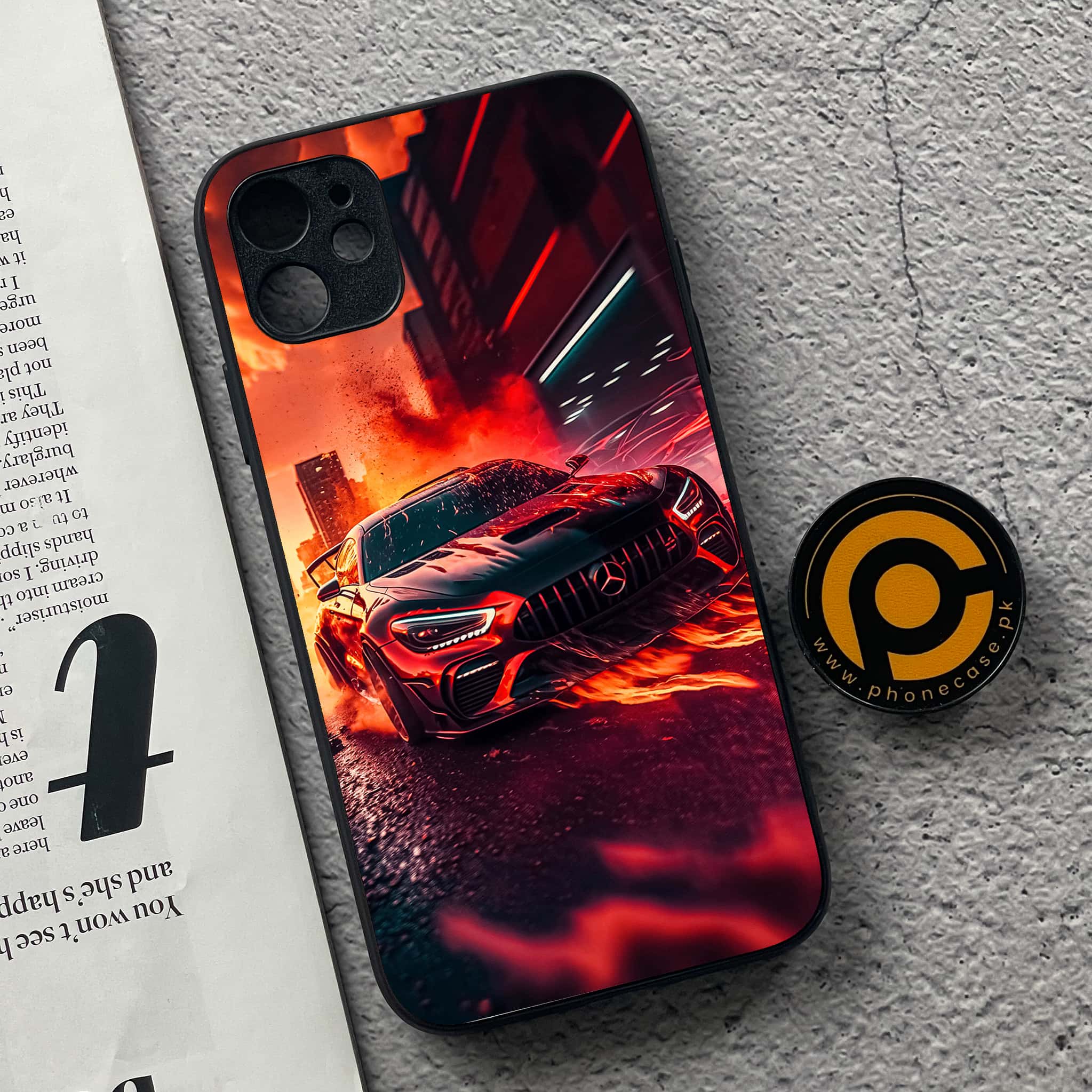 iPhone 11 Racing Series  Premium Printed Glass soft Bumper shock Proof Case