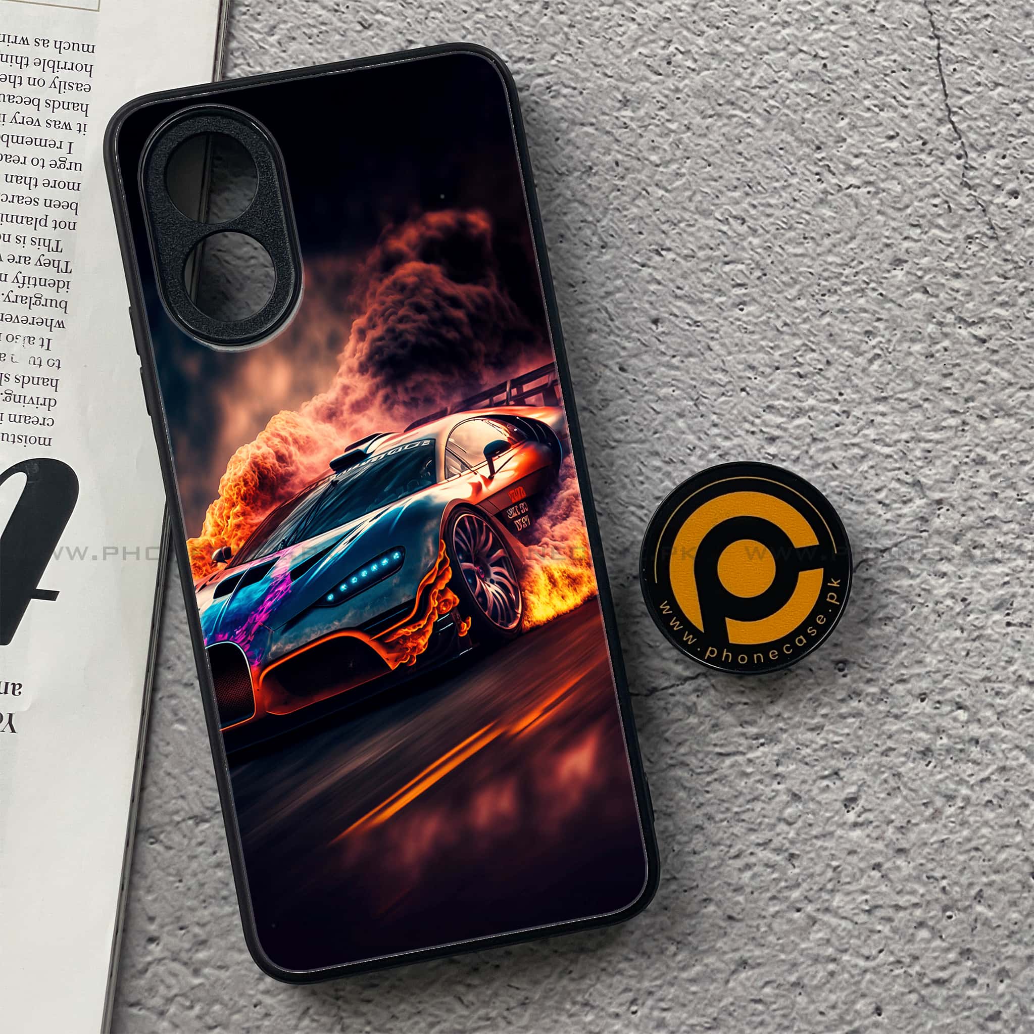Oppo A18 4G - Racing Series - Premium Printed Glass soft Bumper shock Proof Case