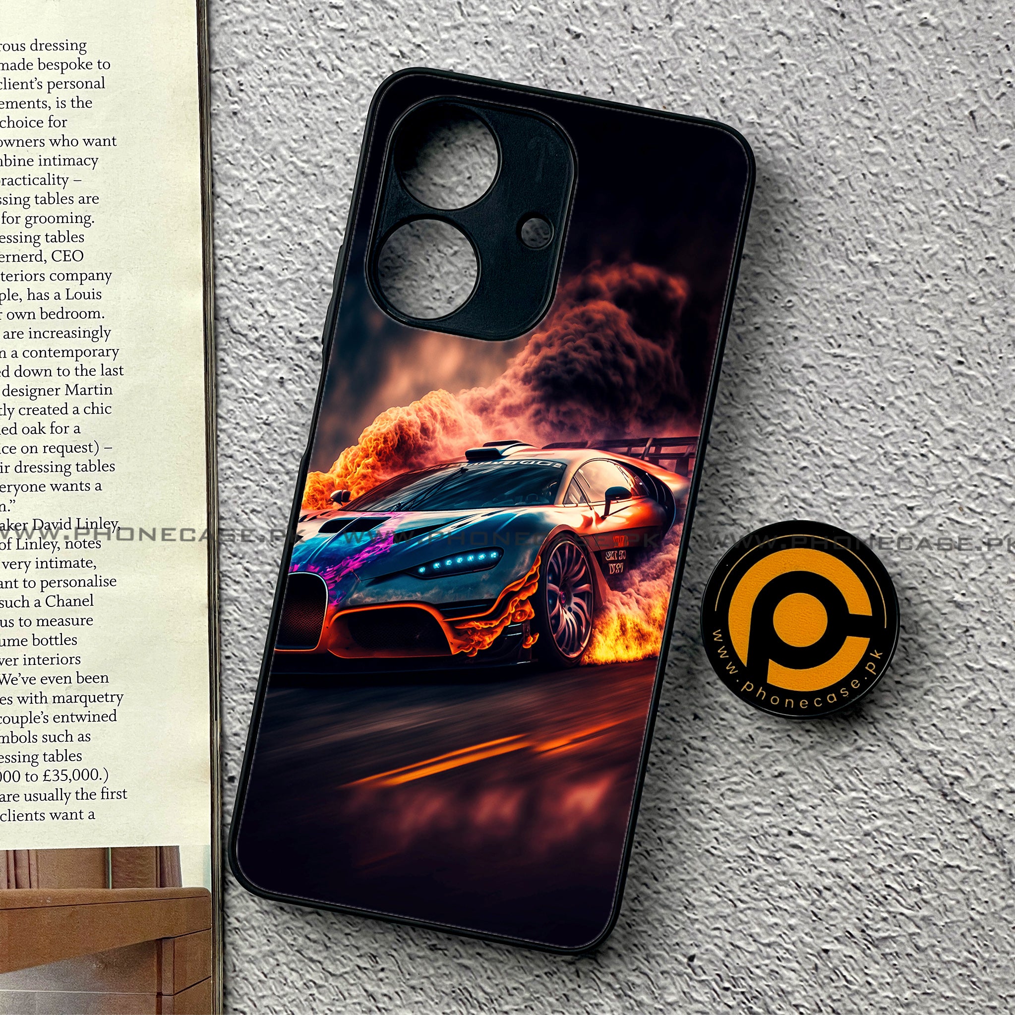 Realme Note 60 - Racing Series - Premium Printed Glass soft Bumper shock Proof Case