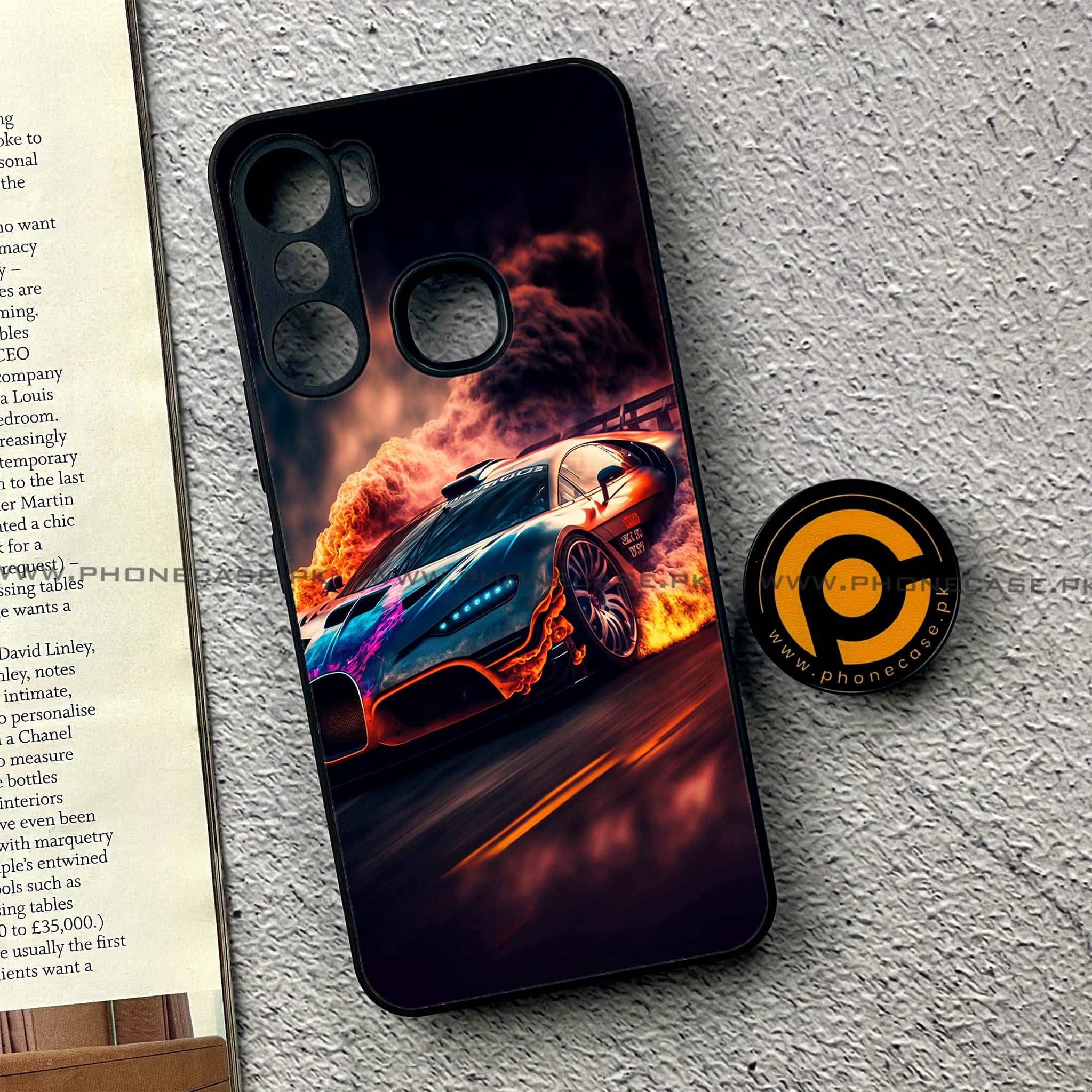 Infinix Hot 12 Pro - Racing 2.0 Series - Premium Printed Glass soft Bumper shock Proof Case