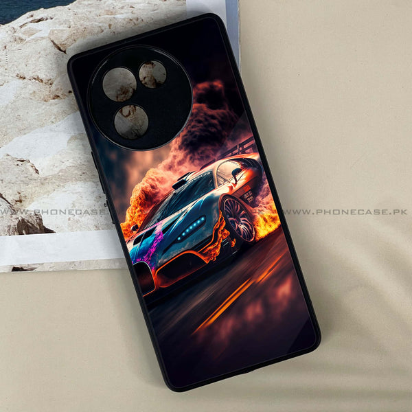 Vivo V30E - Racing Design 4  - Premium Printed Metal soft Bumper shock Proof Case CS-27155