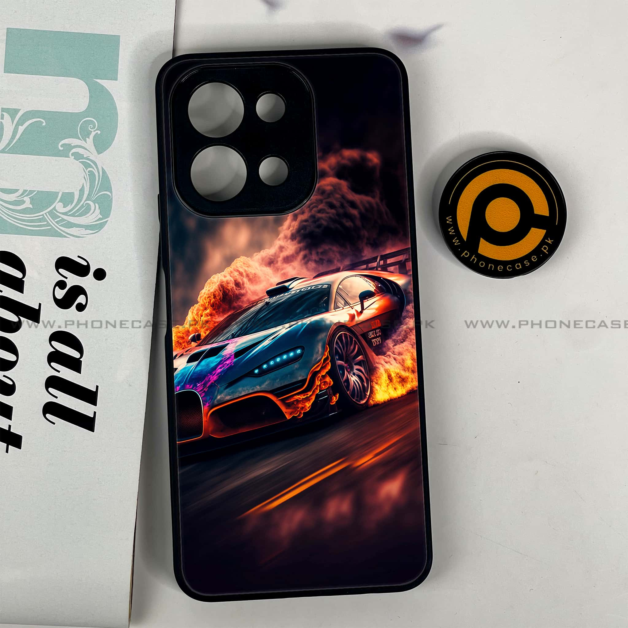 Vivo Y28 - Racing Series - Premium Printed Glass soft Bumper shock Proof Case