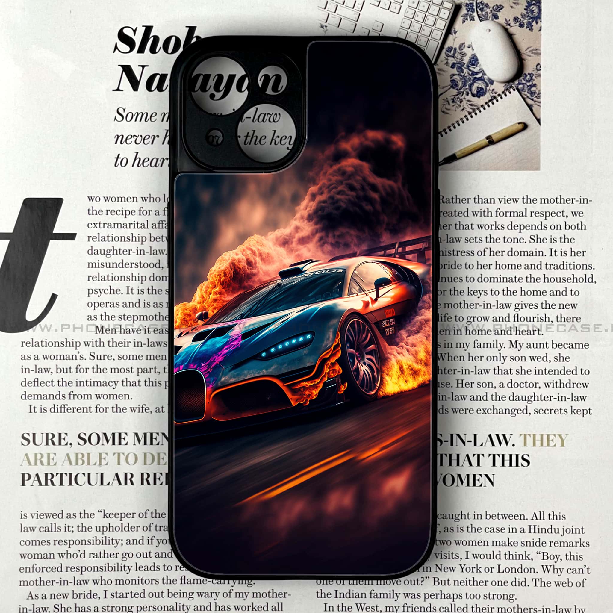iPhone 15 -  Racing Series - Premium Printed Glass soft Bumper shock Proof Case