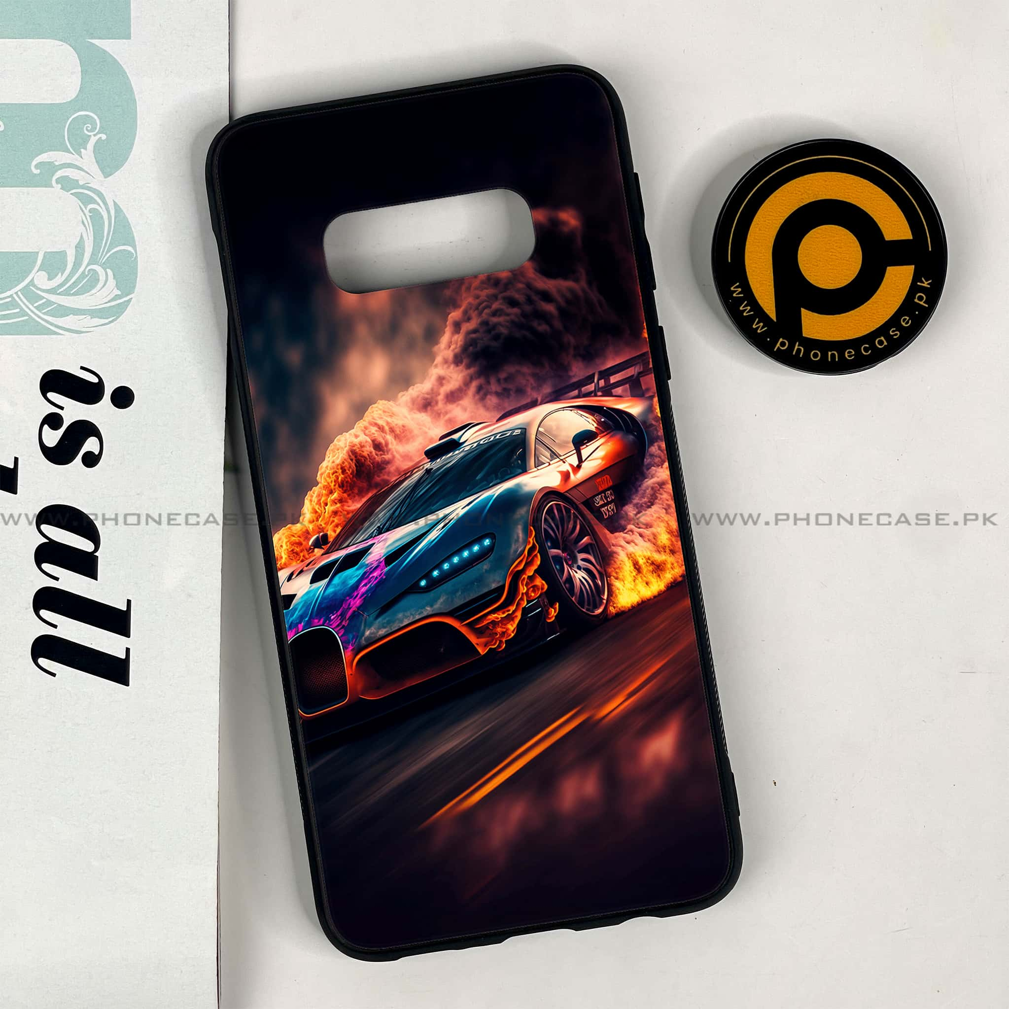 Galaxy S10e - Racing Series - Premium Printed Glass soft Bumper shock Proof Case