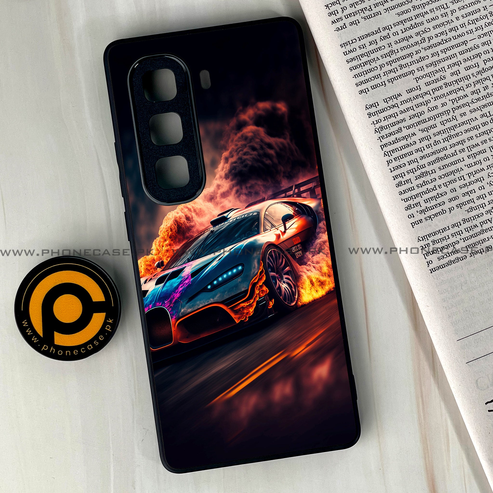 Infinix Hot 50 Pro Plus - Racing Series - Premium Printed Glass soft Bumper shock Proof Case