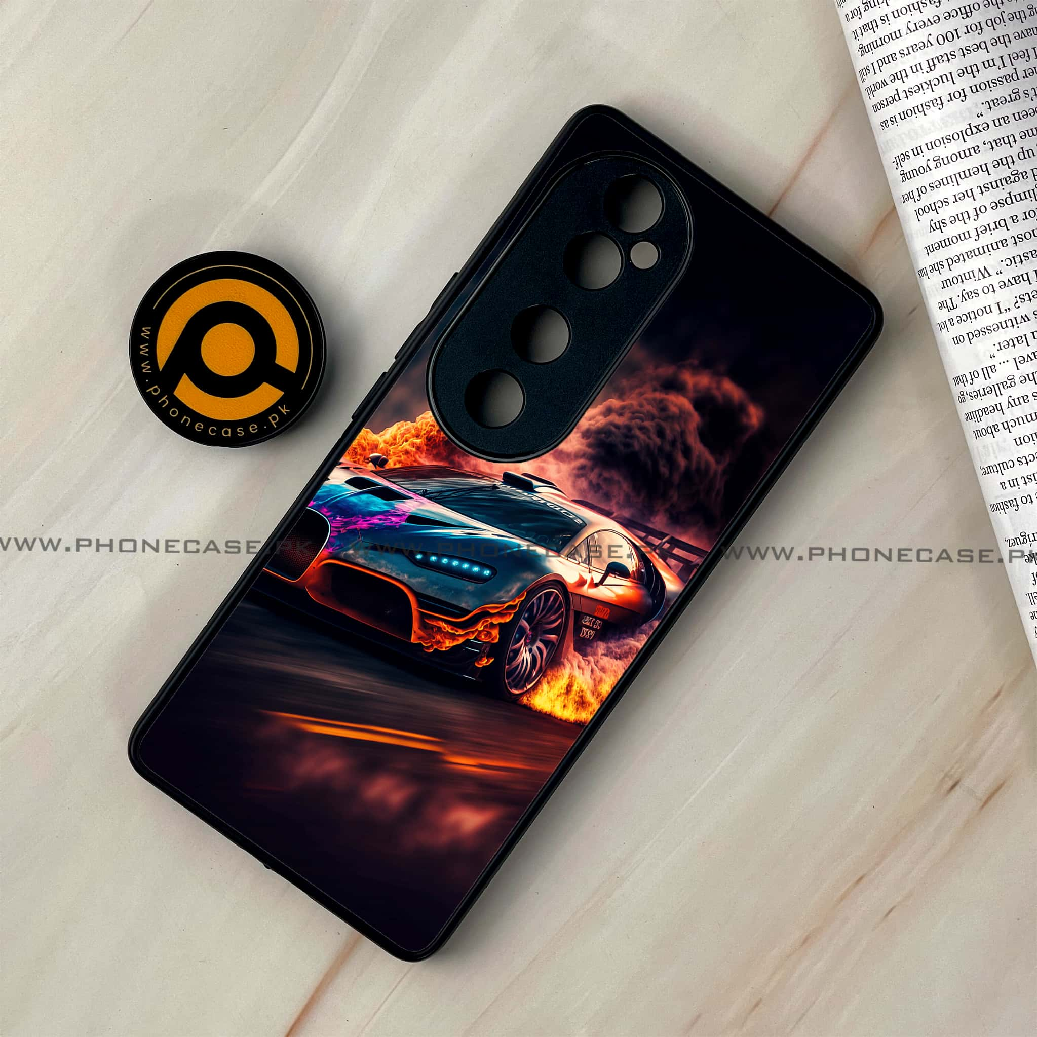 Vivo V40 - Racing Series - Premium Printed Glass soft Bumper shock Proof Case