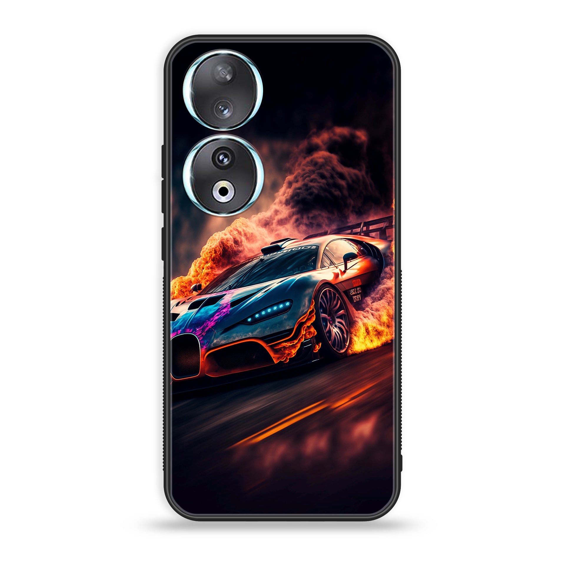 Huawei Honor 90 - Racing Series - Premium Printed Glass soft Bumper shock Proof Case