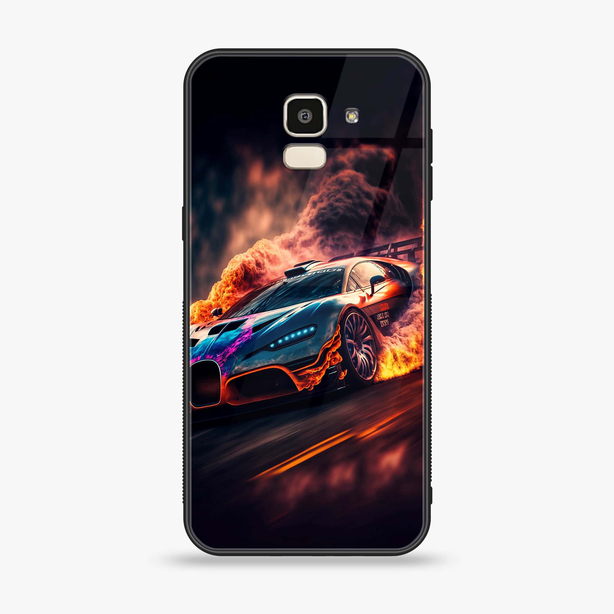Samsung Galaxy J6 (2018) - Racing Series - Premium Printed Glass soft Bumper shock Proof Case