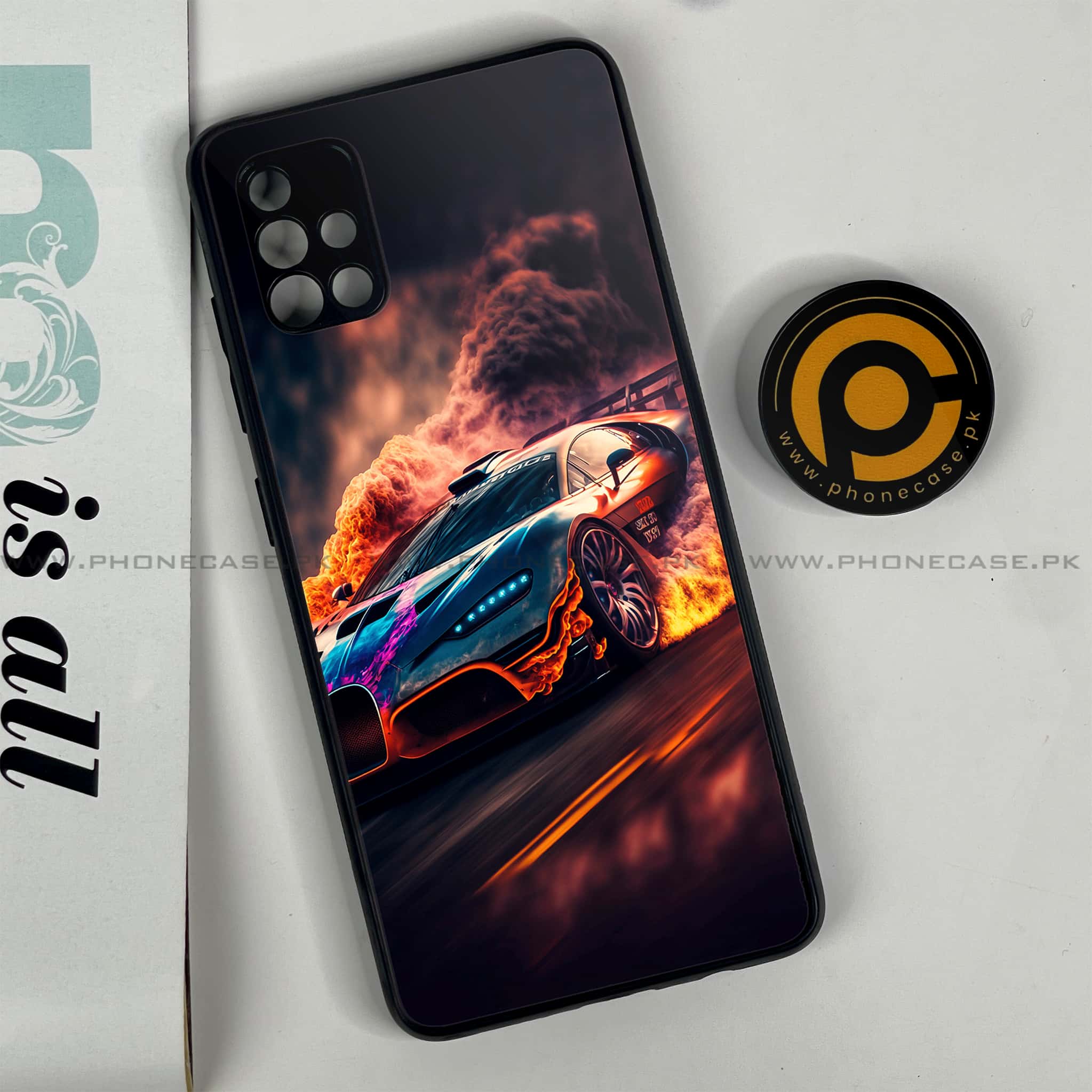 Samsung Galaxy A51 Racing Series Premium Printed Glass soft Bumper shock Proof Case