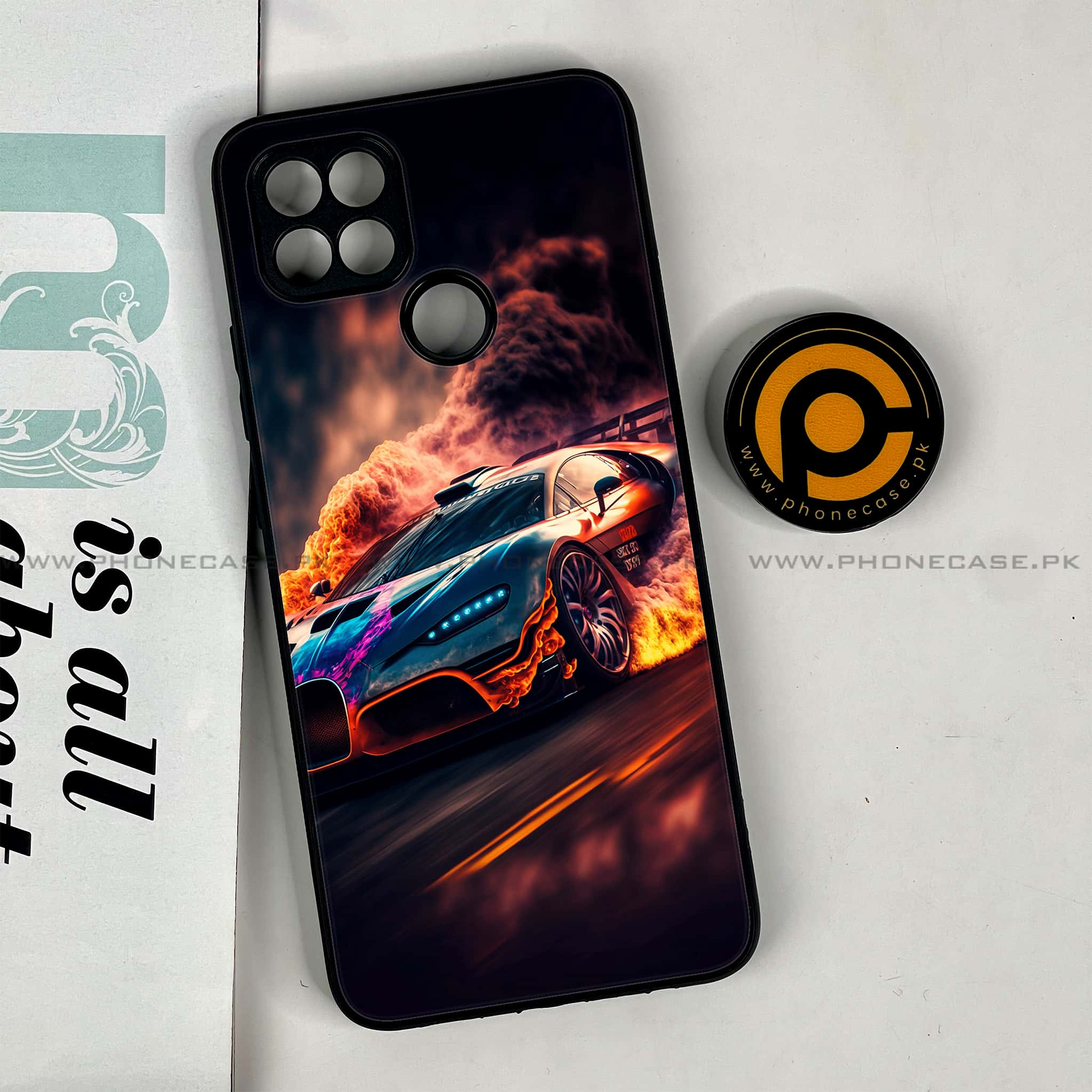 Oppo A15s - Racing Series - Premium Printed Glass soft Bumper shock Proof Case