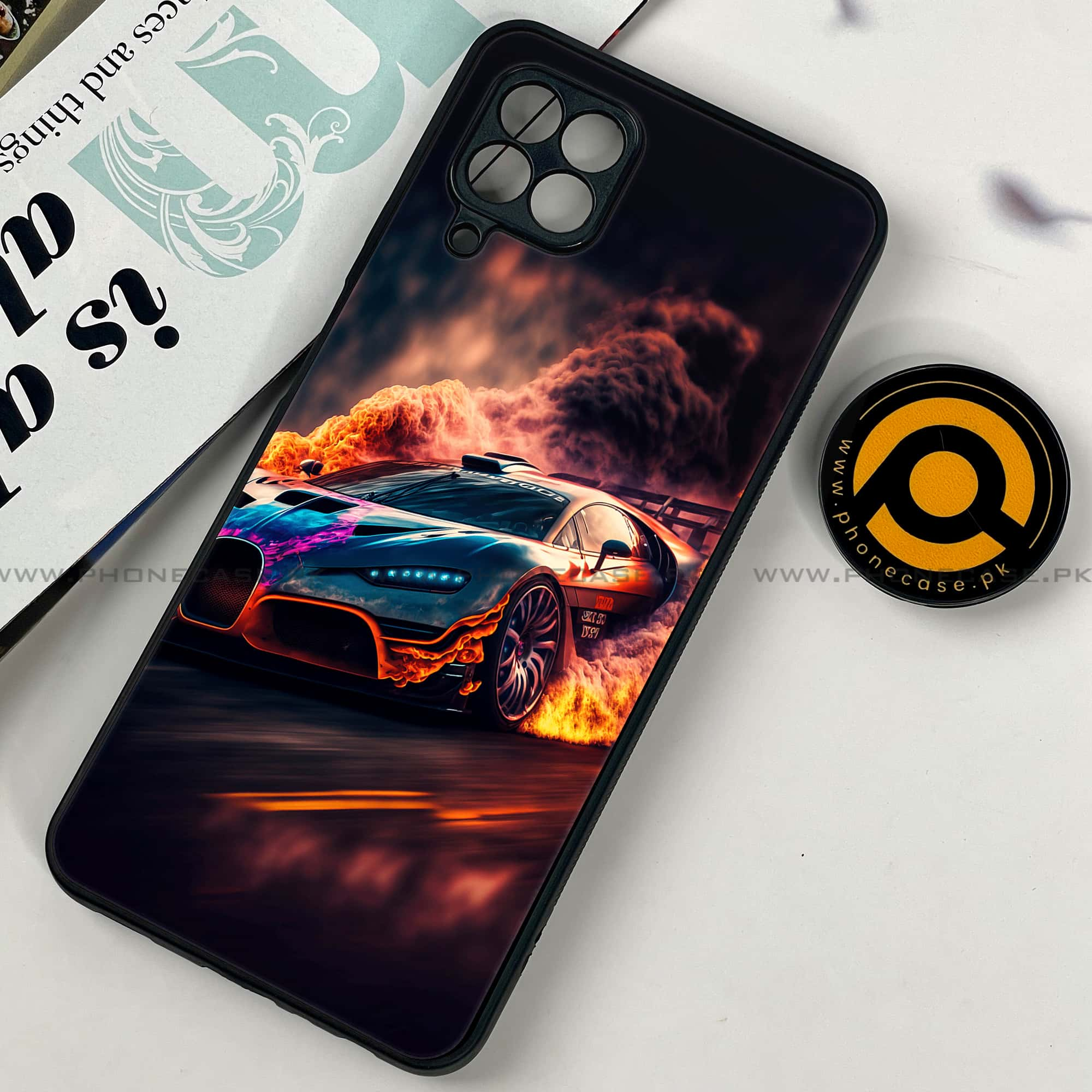 Samsung Galaxy A22 - Racing Series - Premium Printed Glass soft Bumper shock Proof Case