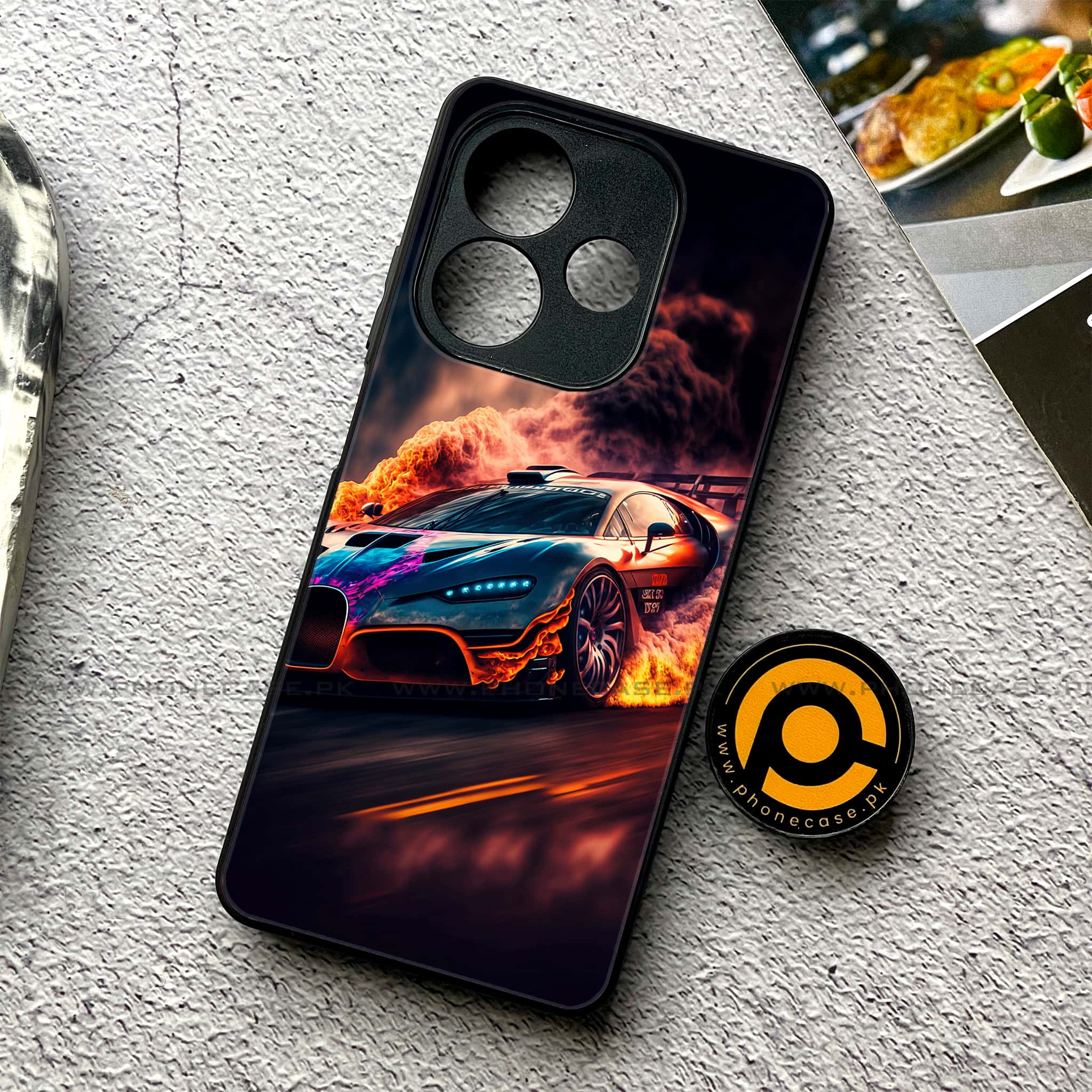 Oppo A5 Pro - Racing Series - Premium Metal Printed soft Bumper shock Proof Case