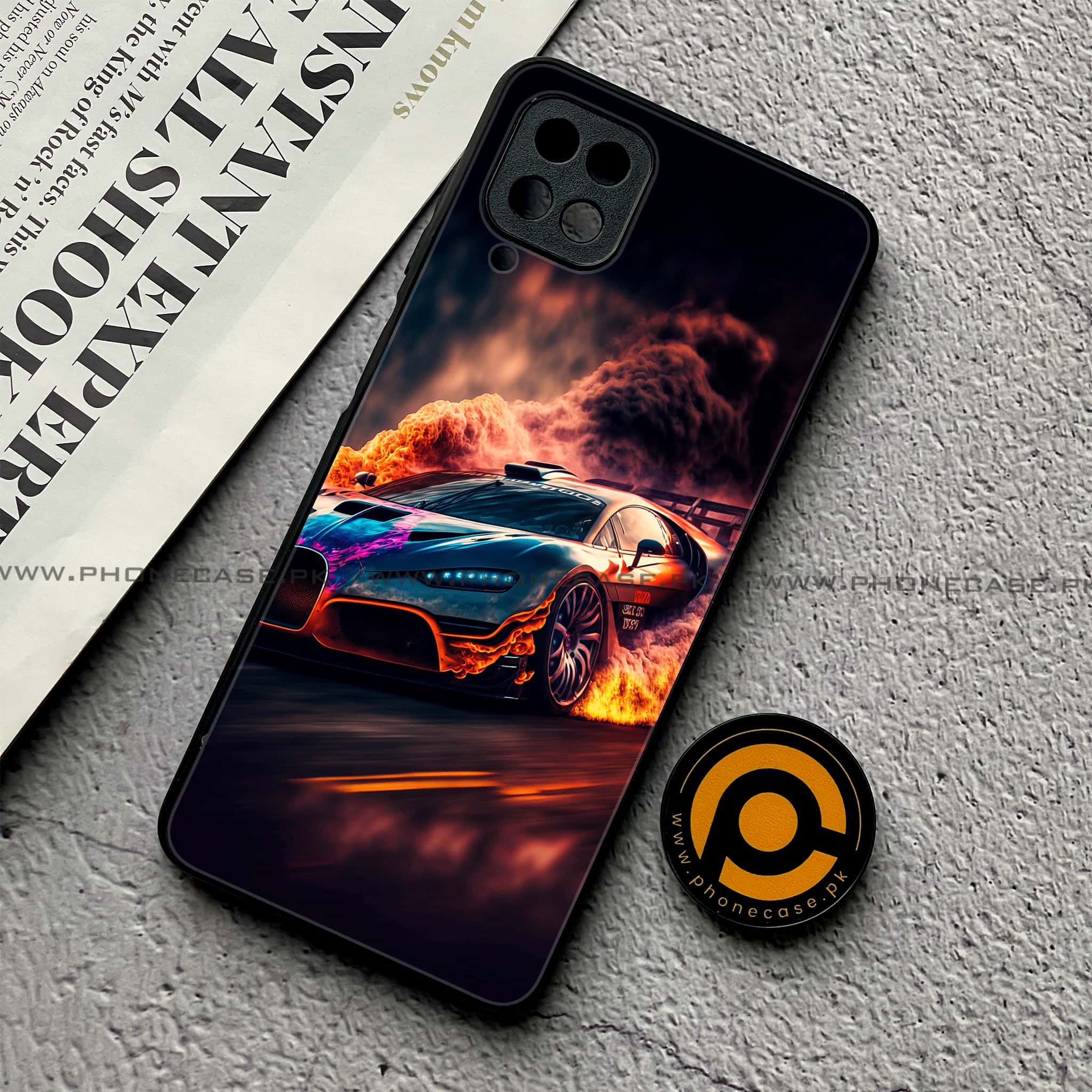 Samsung Galaxy A12 / A12 Nacho - Racing Series - Premium Printed Glass soft Bumper shock Proof Case