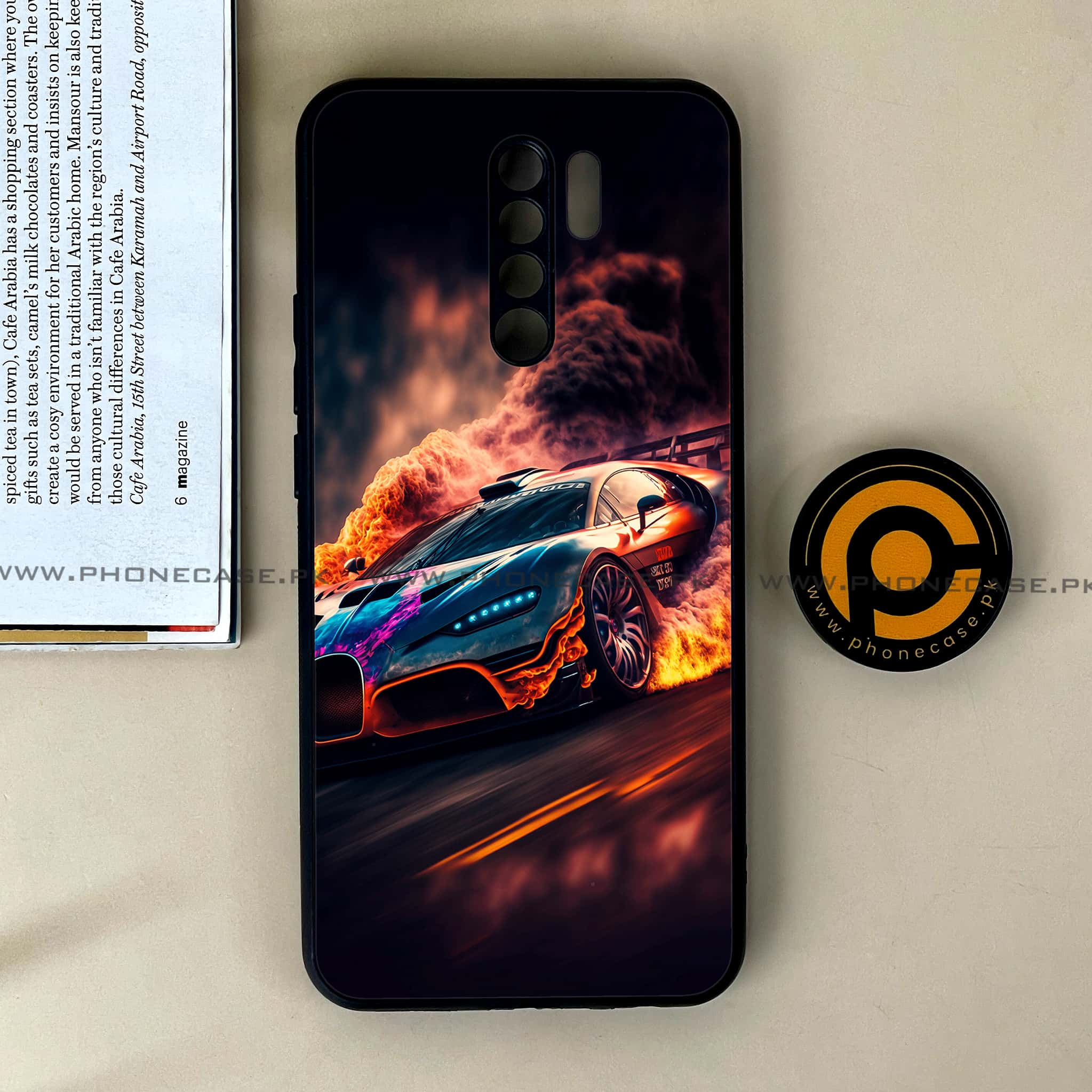 Xiaomi Redmi 9 - Racing Series - Premium Printed Glass soft Bumper shock Proof Case