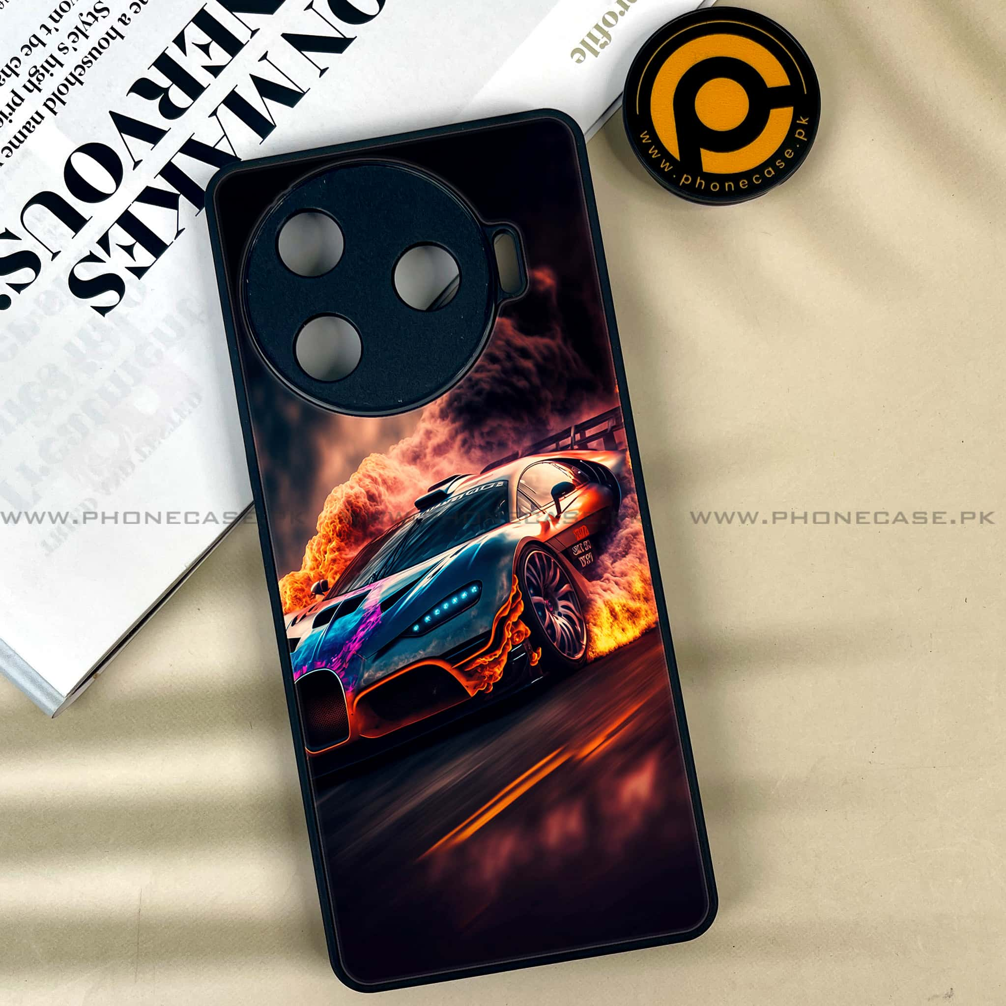 Tecno Camon 30 Pro - Racing Series - Premium Printed Glass soft Bumper shock Proof Case