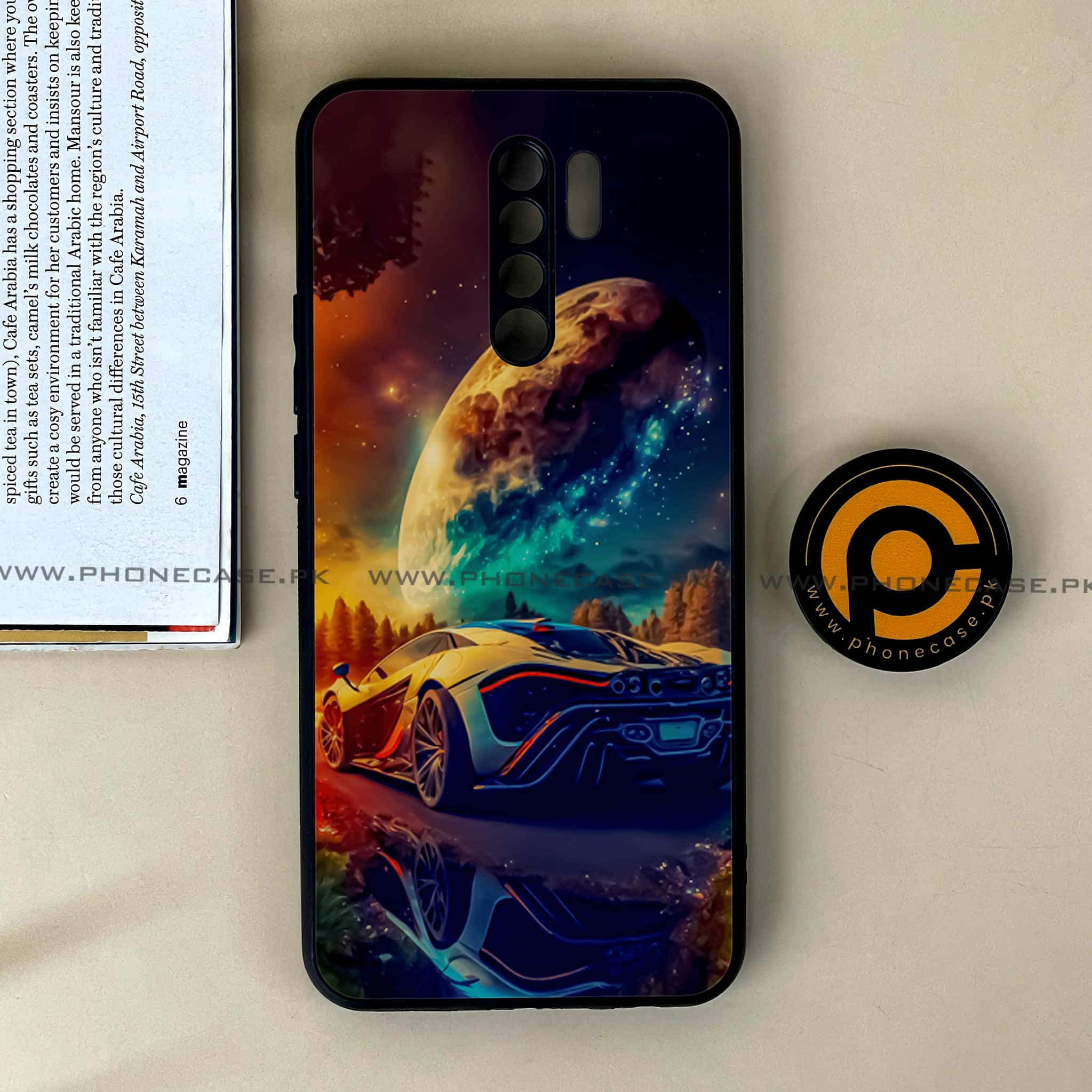 Xiaomi Redmi 9 - Racing Series - Premium Printed Glass soft Bumper shock Proof Case