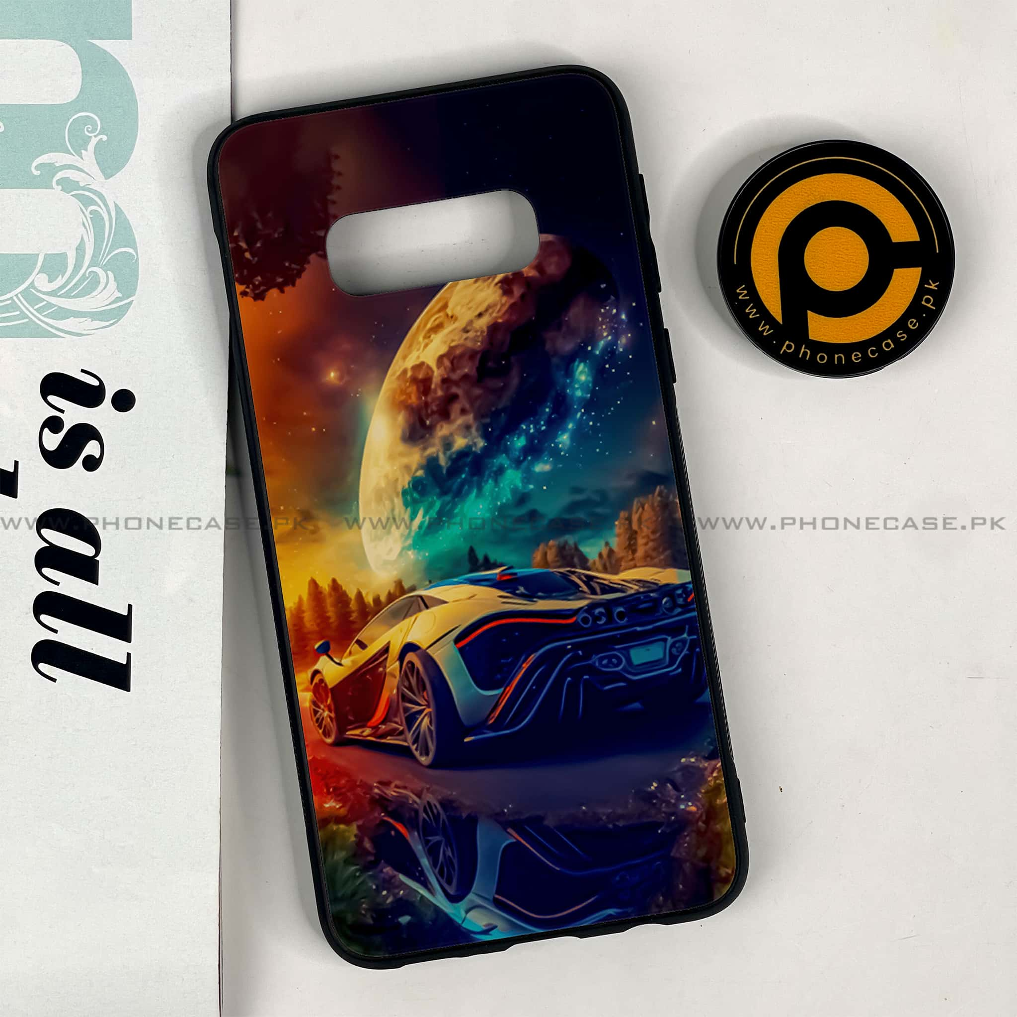 Galaxy S10e - Racing Series - Premium Printed Glass soft Bumper shock Proof Case