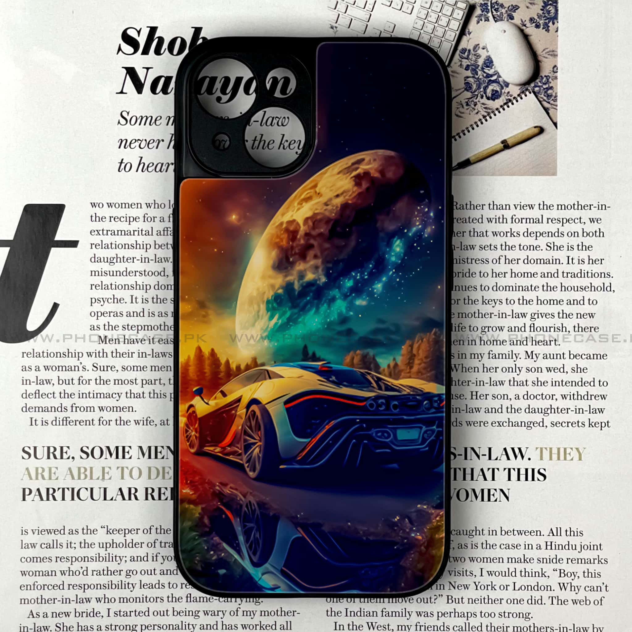 iPhone 15 -  Racing Series - Premium Printed Glass soft Bumper shock Proof Case