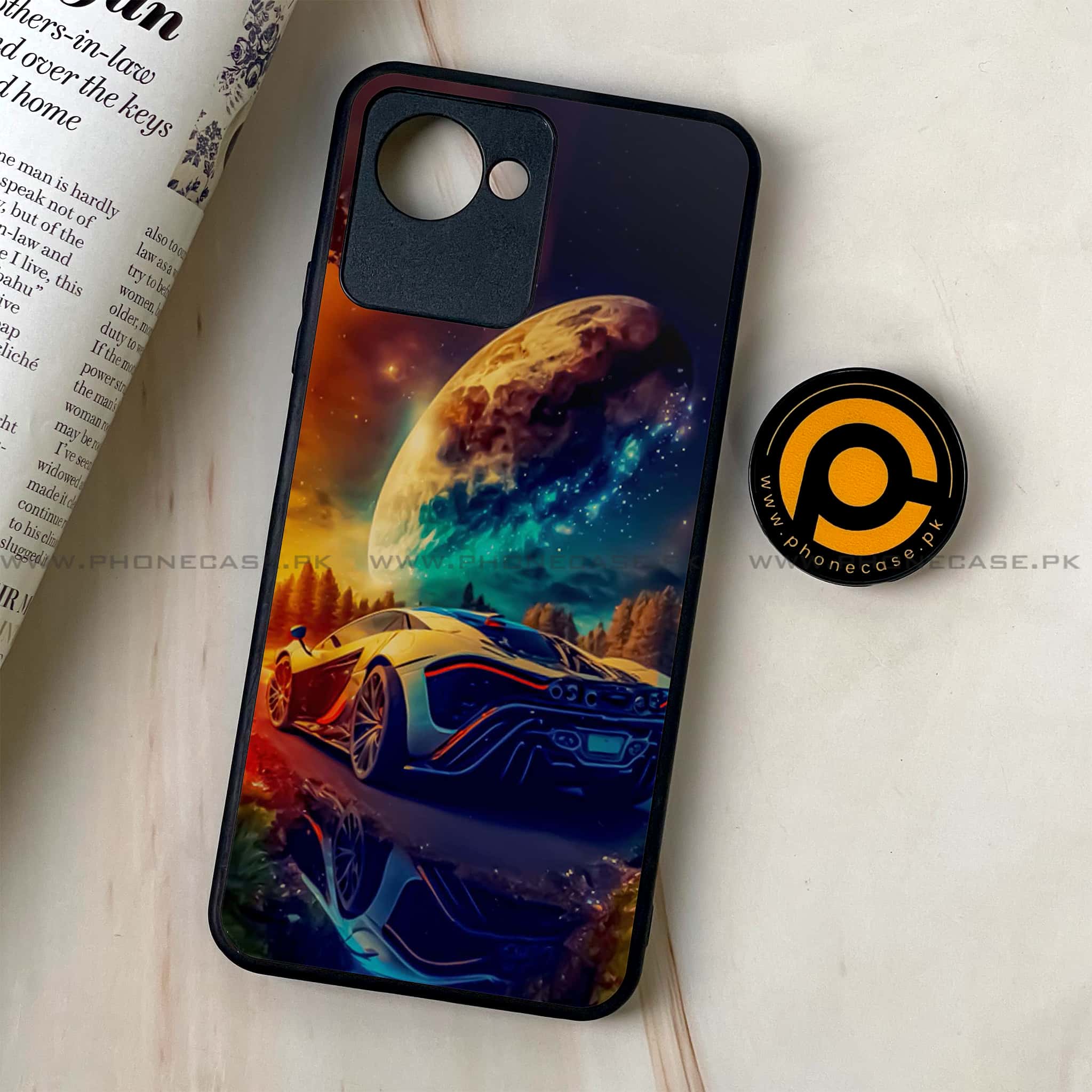 Realme C30 - Racing Series - Premium Printed Glass soft Bumper shock Proof Case