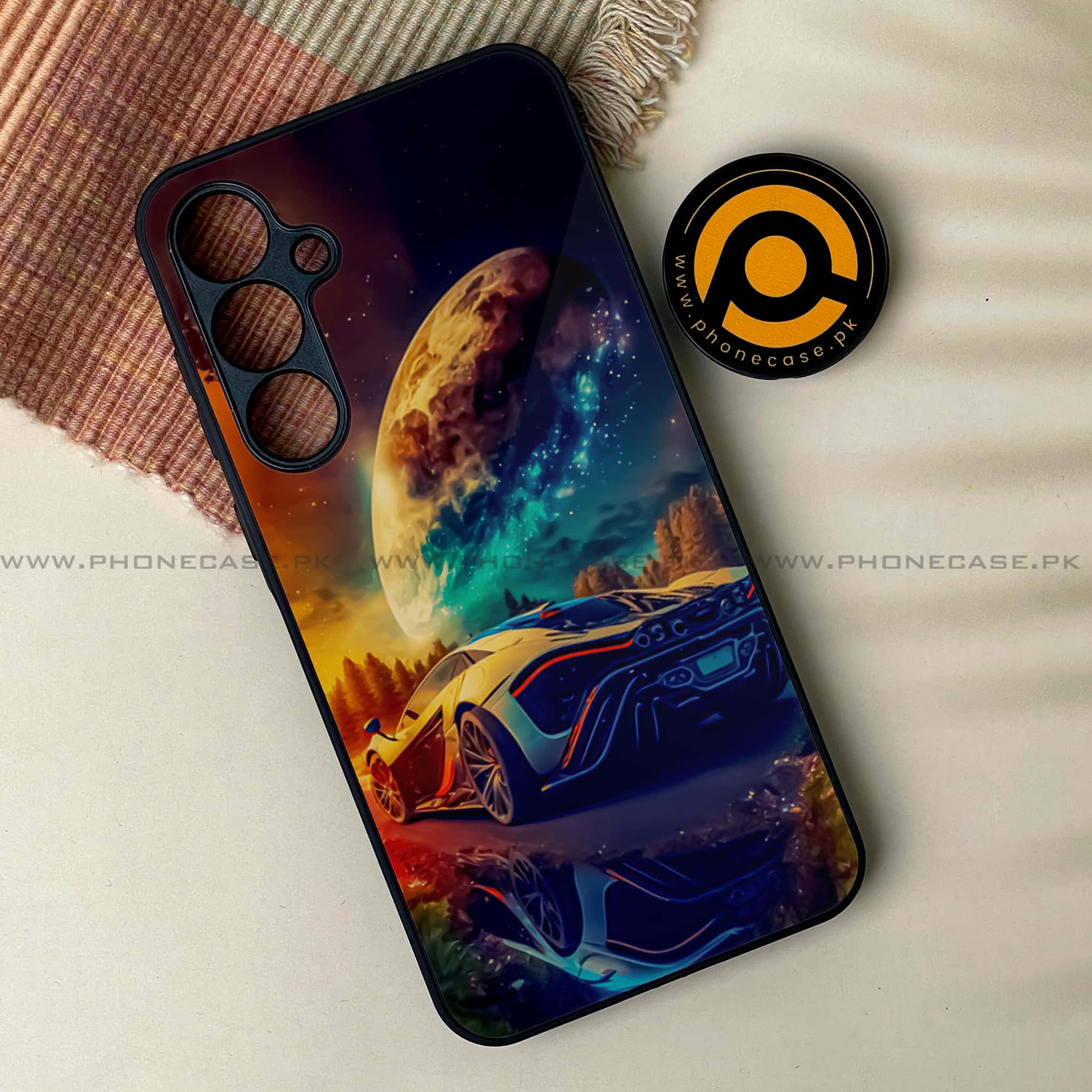Samsung Galaxy A34 - Racing Series - Premium Printed Glass soft Bumper shock Proof Case