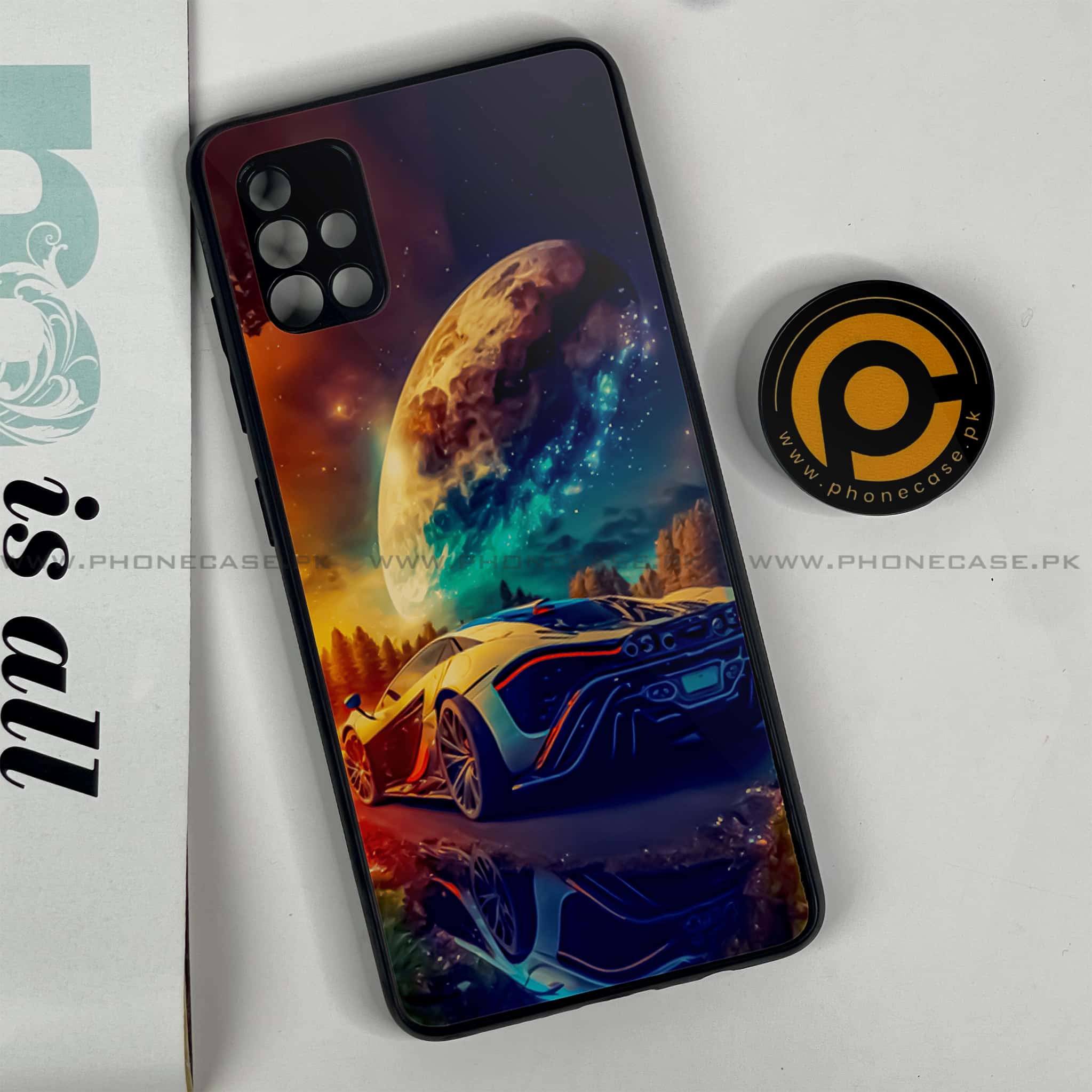 Samsung Galaxy A51 Racing Series Premium Printed Glass soft Bumper shock Proof Case