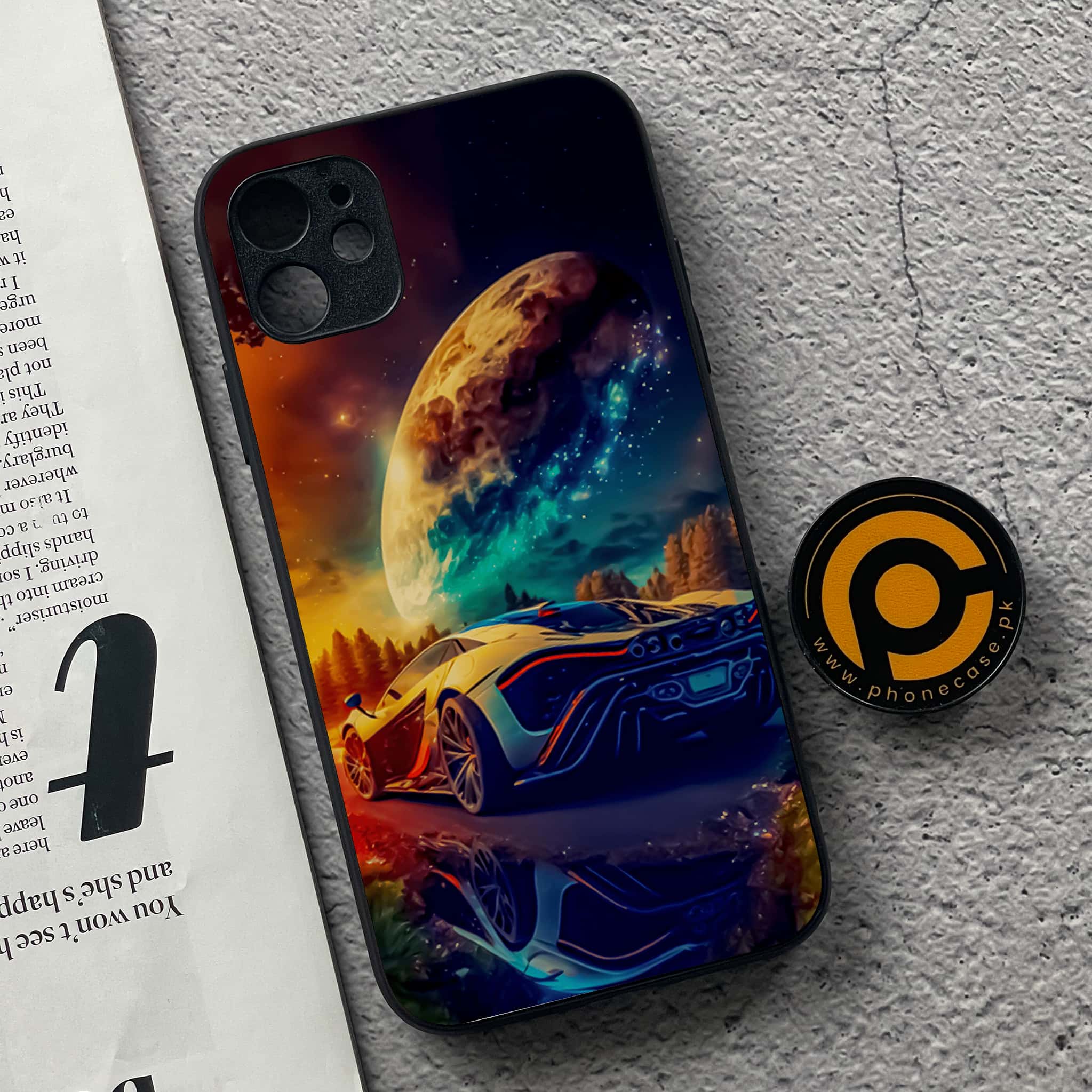 iPhone 11 Racing Series  Premium Printed Glass soft Bumper shock Proof Case