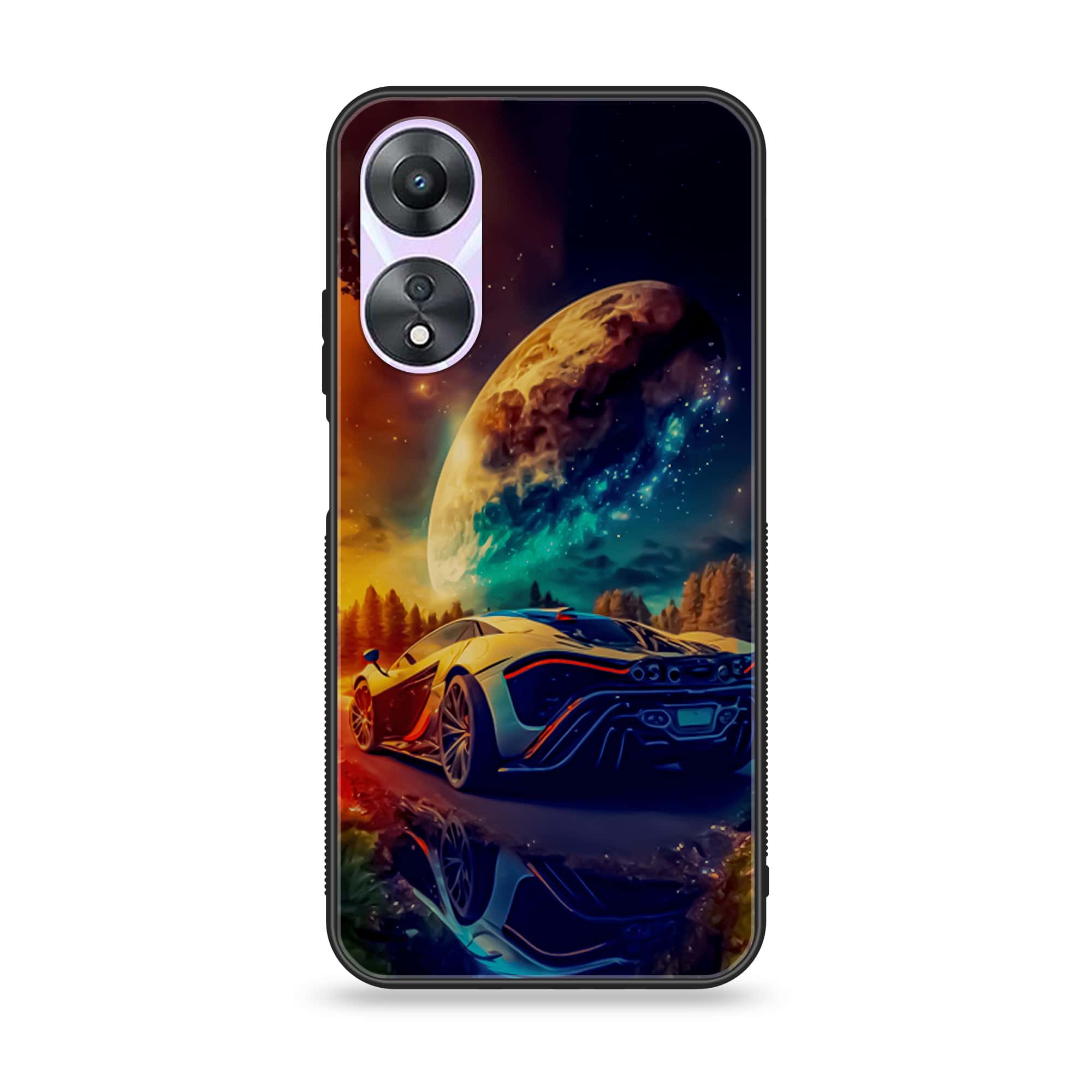 Oppo A78 4G - Racing Series - Premium Printed Glass soft Bumper shock Proof Case