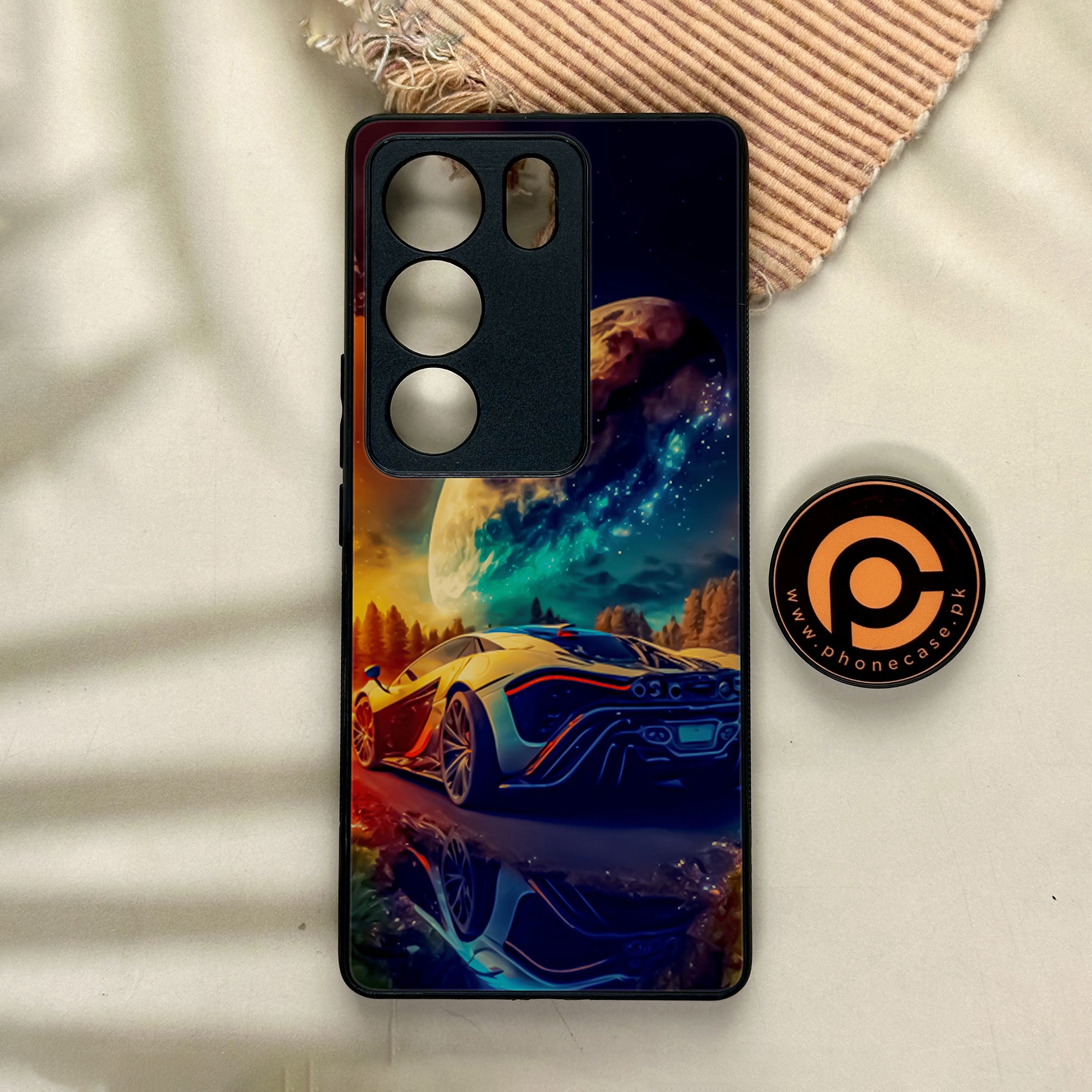 Vivo V29 - Racing Series - Premium Printed Glass soft Bumper shock Proof Case