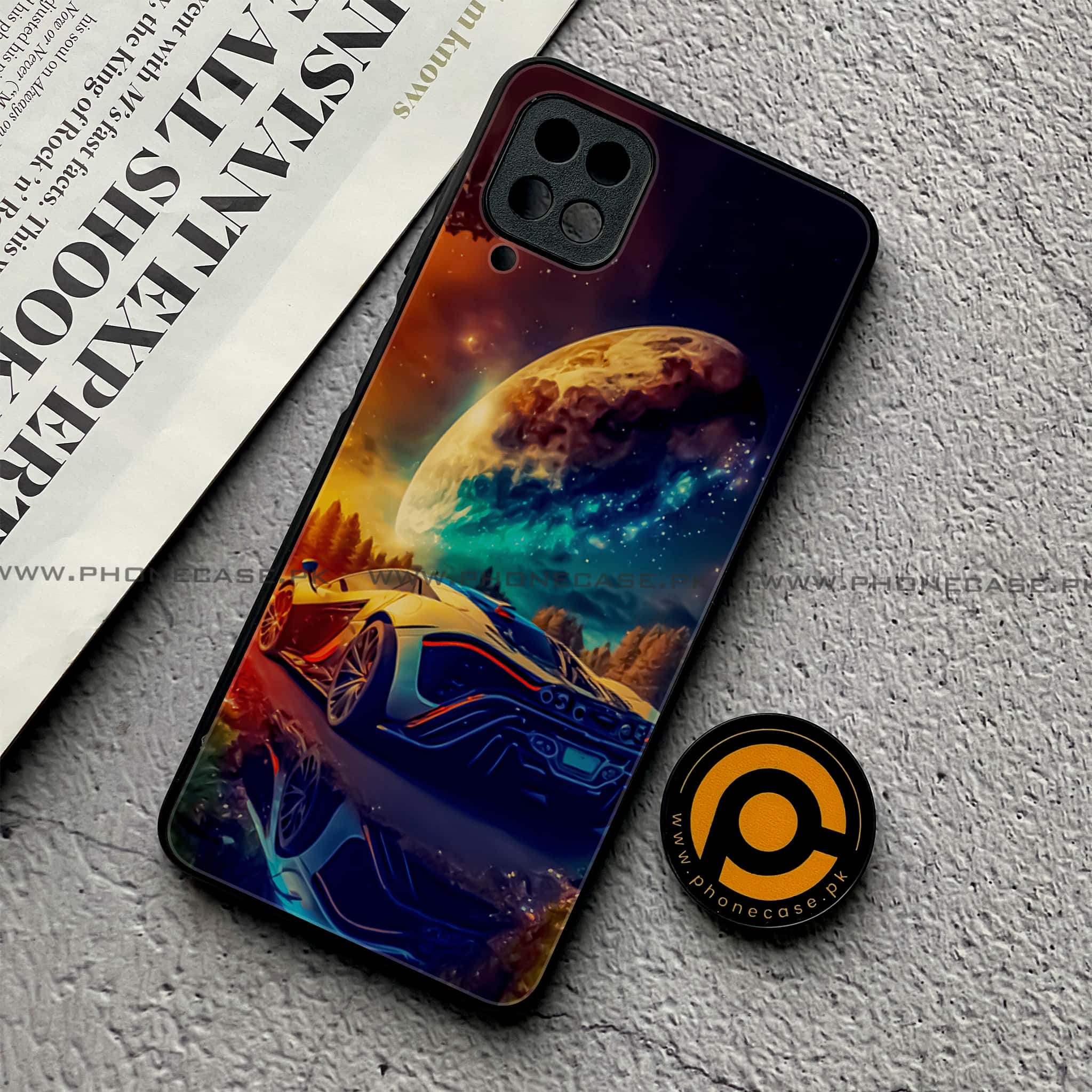 Samsung Galaxy A12 / A12 Nacho - Racing Series - Premium Printed Glass soft Bumper shock Proof Case