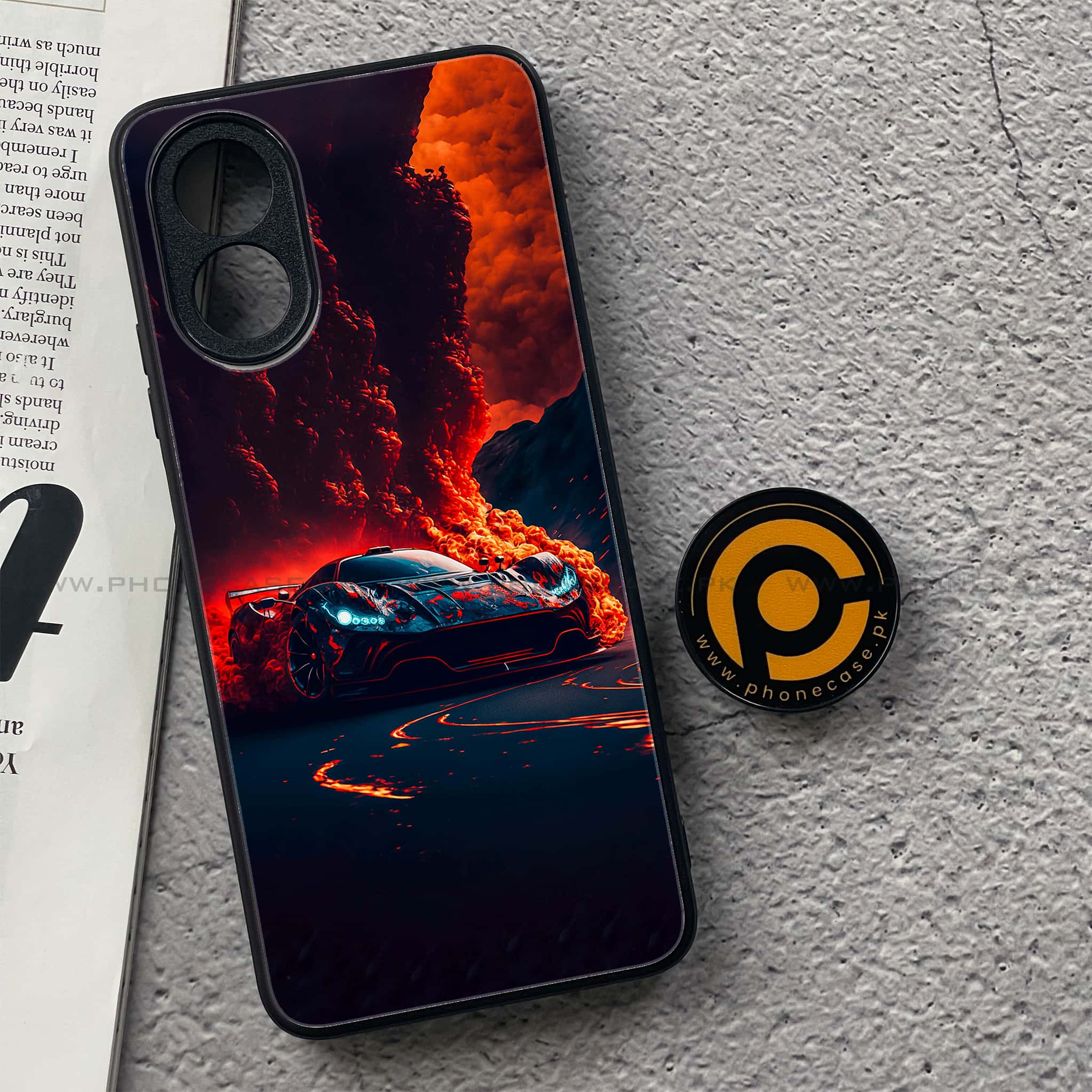 Oppo A18 4G - Racing Series - Premium Printed Glass soft Bumper shock Proof Case