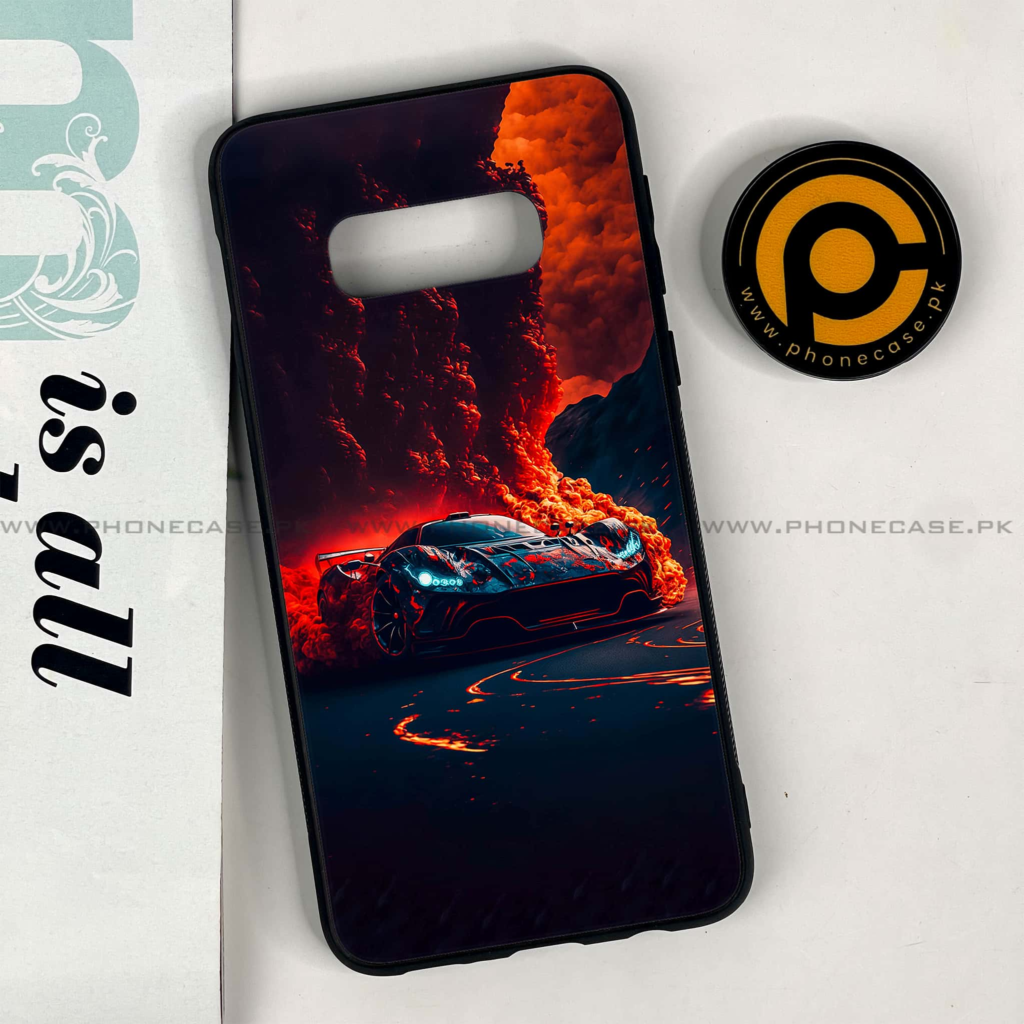 Galaxy S10e - Racing Series - Premium Printed Glass soft Bumper shock Proof Case