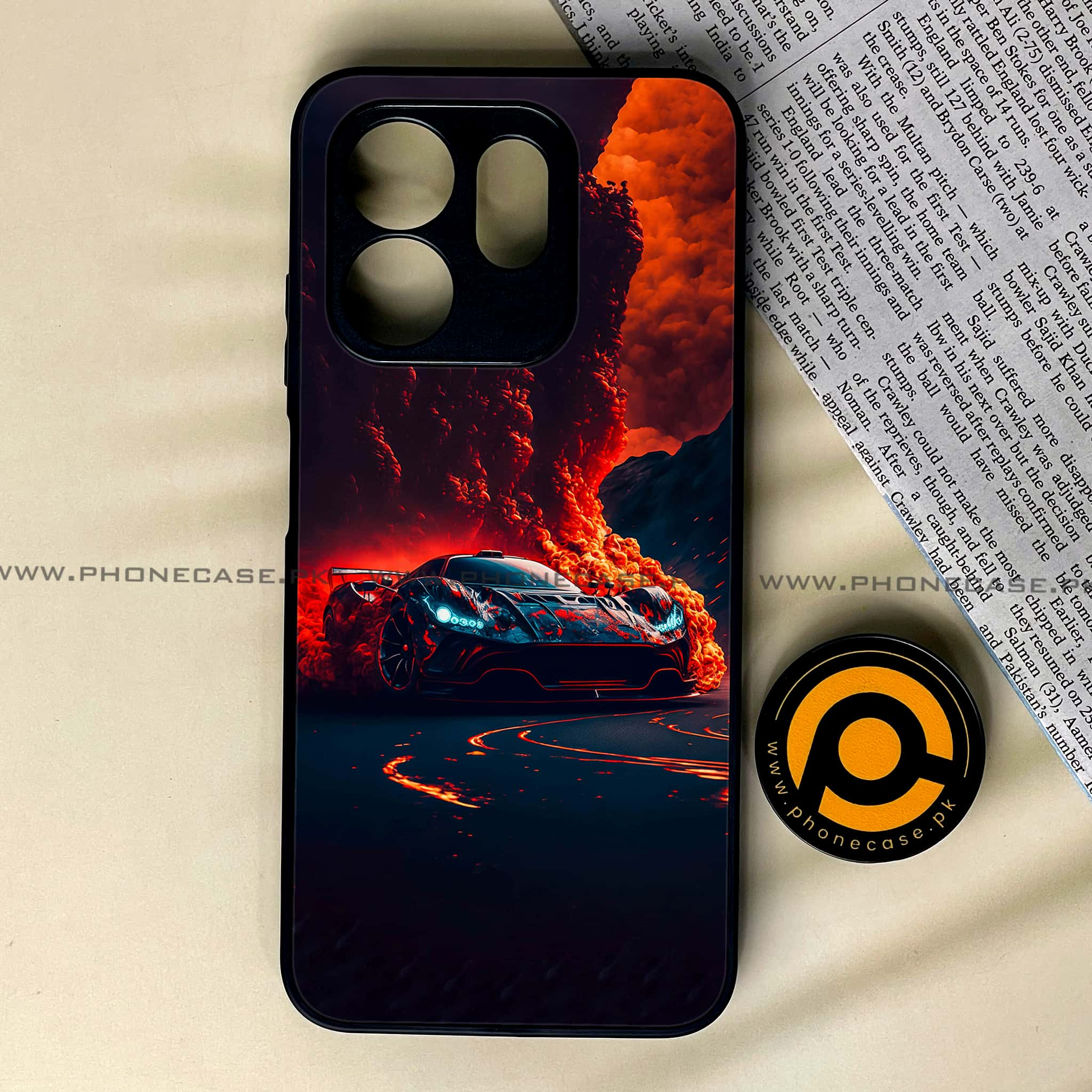 Infinix Hot 50i - Racing Series - Premium Printed Glass soft Bumper shock Proof Case