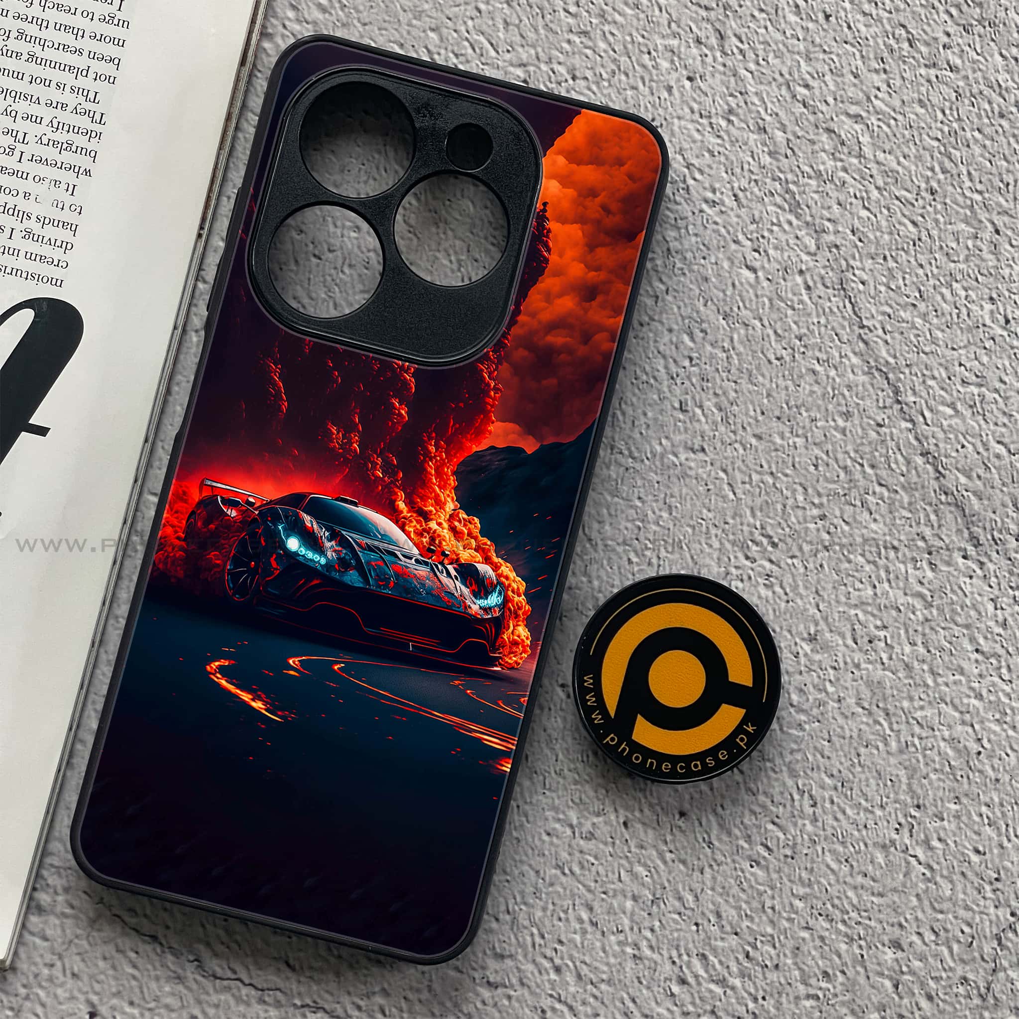 Tecno Spark 20C - Racing Series - Premium Printed Glass soft Bumper shock Proof Case