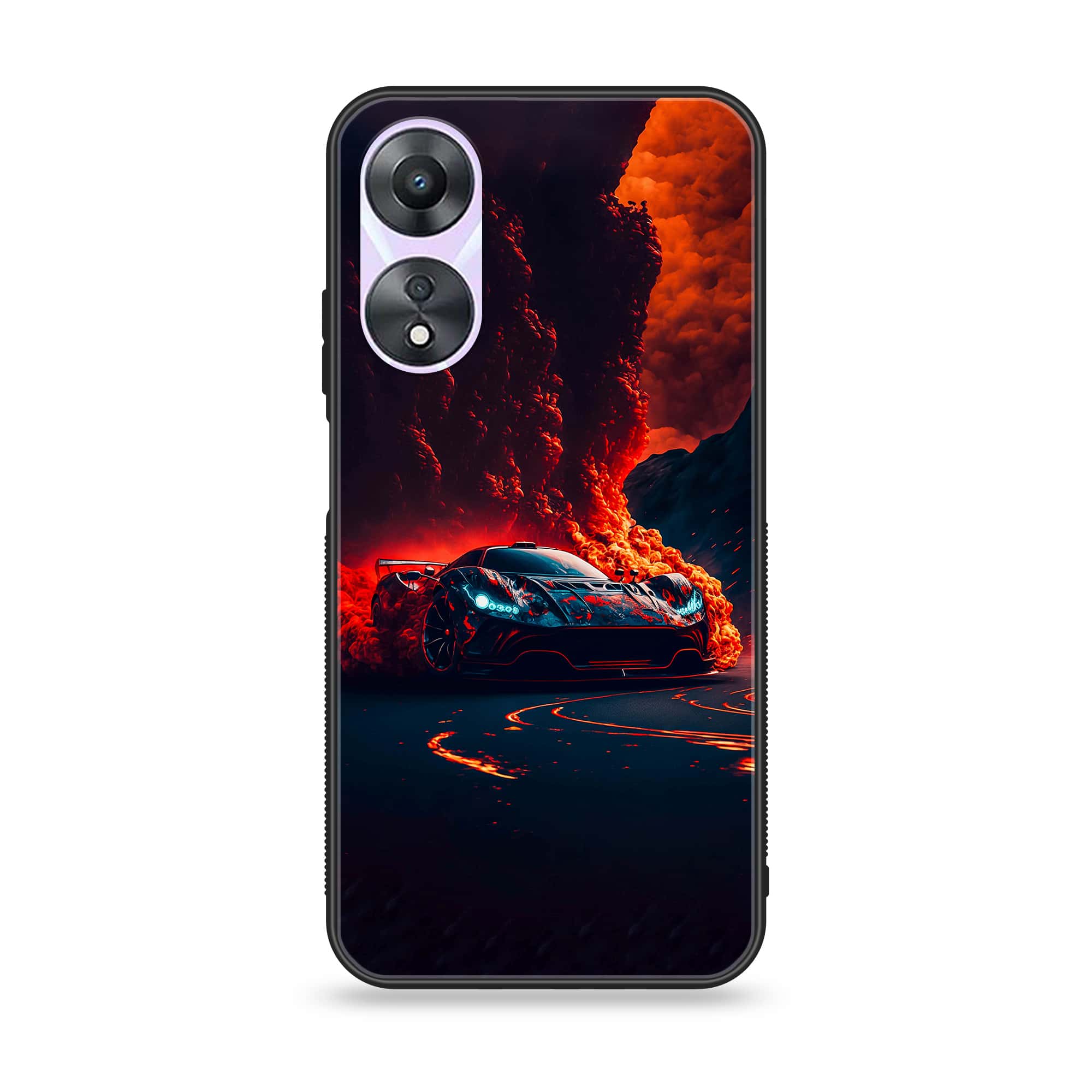 Oppo A78 4G - Racing Series - Premium Printed Glass soft Bumper shock Proof Case