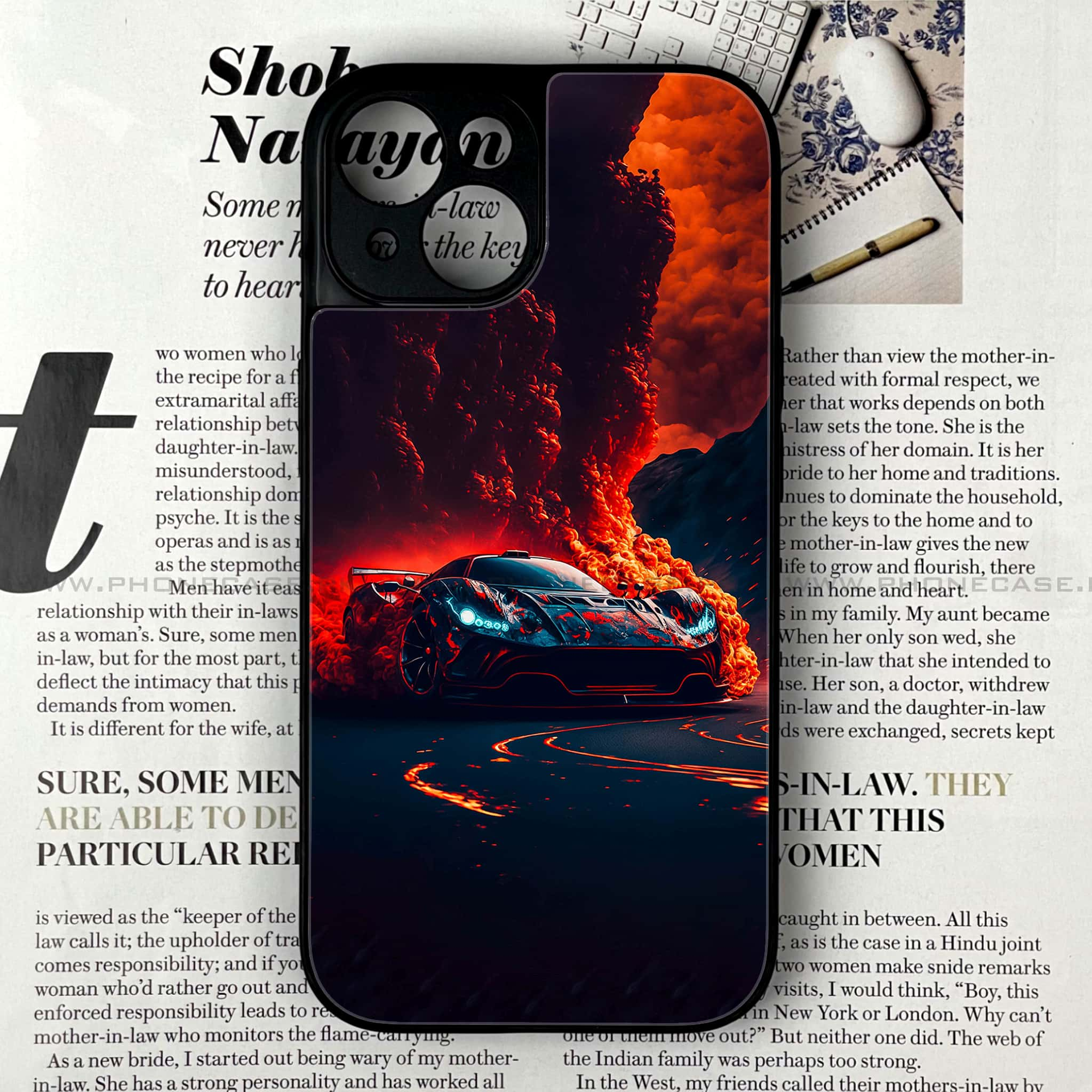 iPhone 14 - Racing Series - Premium Printed Glass soft Bumper shock Proof Case