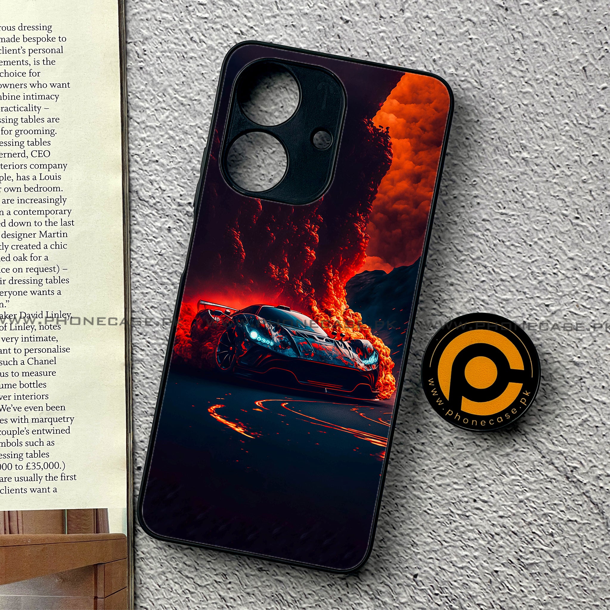 Realme Note 60 - Racing Series - Premium Printed Glass soft Bumper shock Proof Case