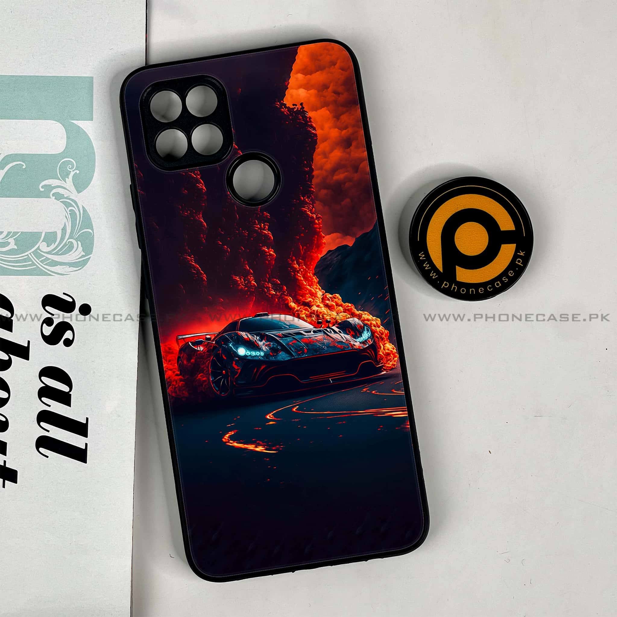 Oppo A15s - Racing Series - Premium Printed Glass soft Bumper shock Proof Case