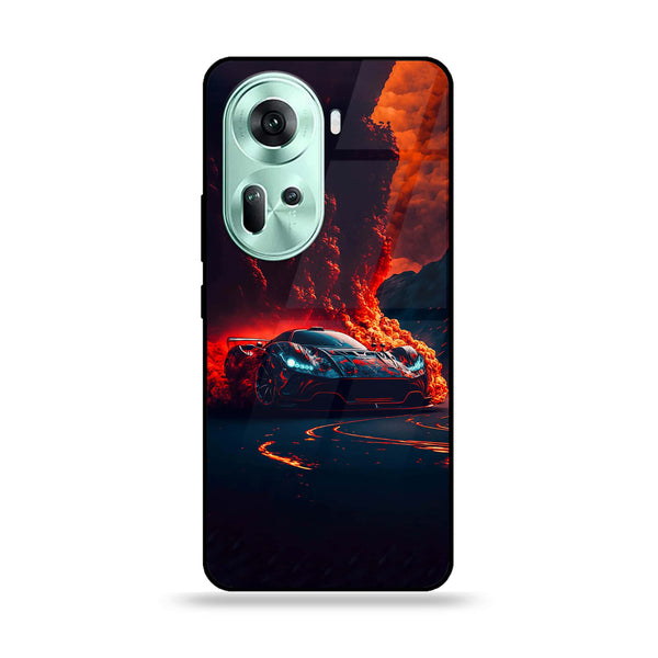 Oppo Reno 11 5G - Racing Series Design 6 - Premium Printed Glass soft Bumper shock Proof Case CS-18842