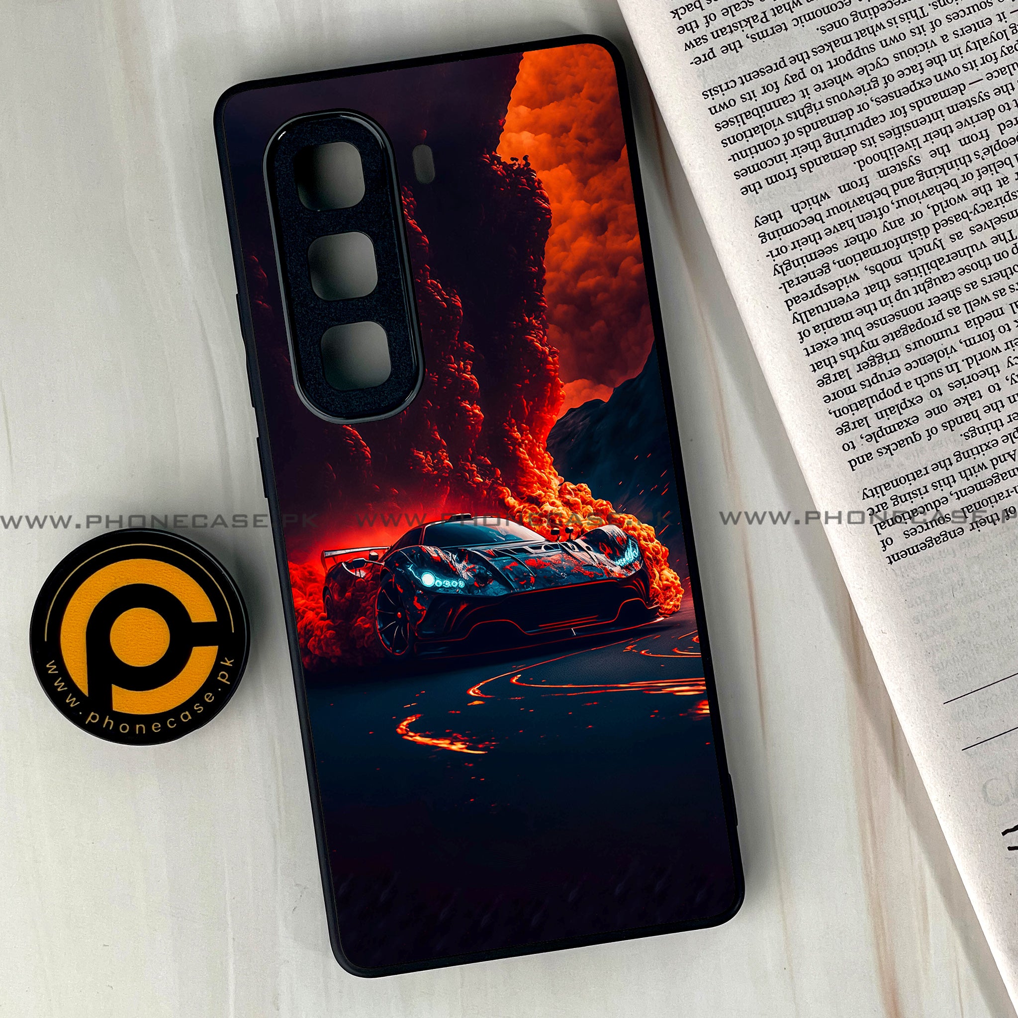 Infinix Hot 50 Pro Plus - Racing Series - Premium Printed Glass soft Bumper shock Proof Case