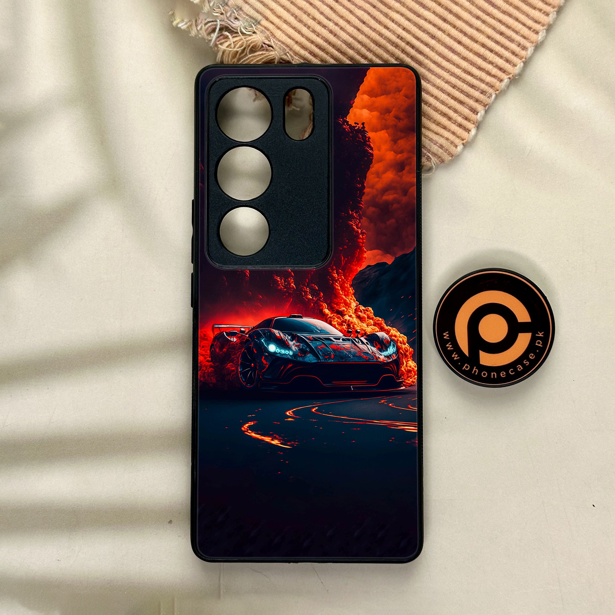 Vivo V29 - Racing Series - Premium Printed Glass soft Bumper shock Proof Case